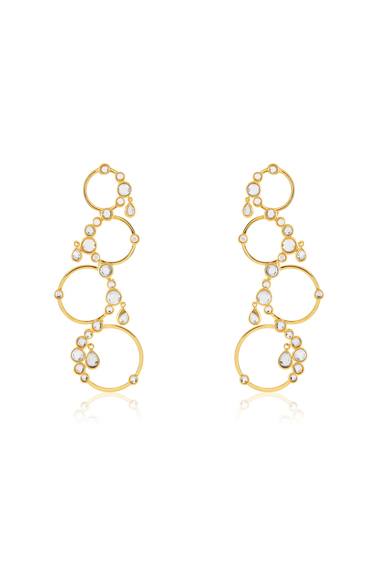 Decadence Decoded Long Circle Earrings 18Kt Gold Plated