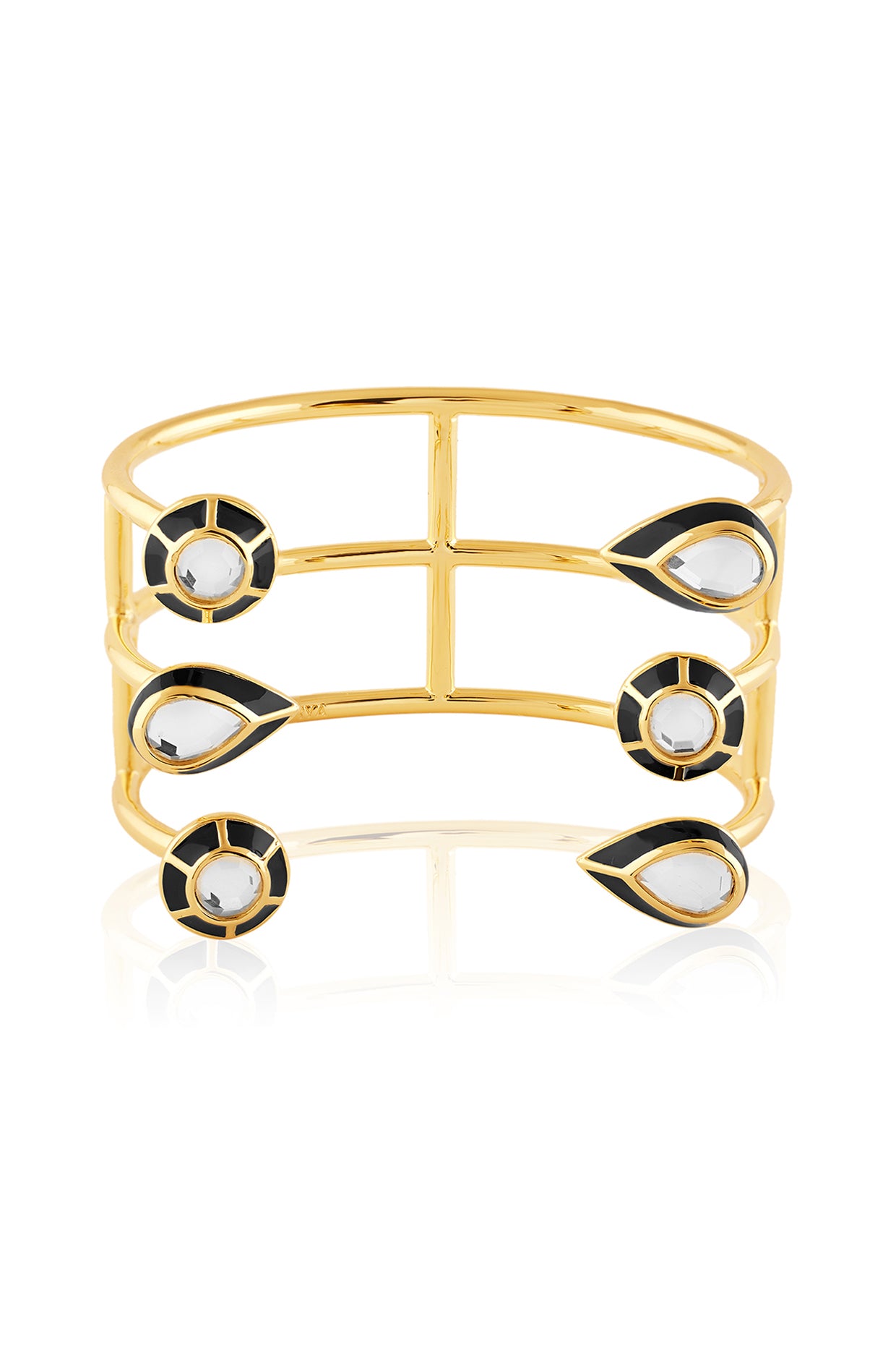 Ayaana Mirror Enamel Statement Cuff 18Kt Gold Plated