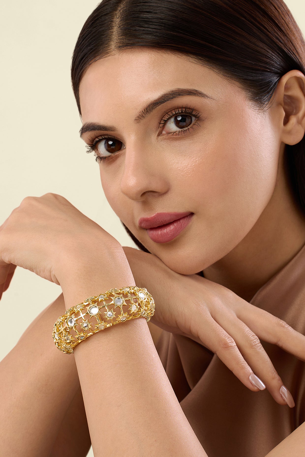 Celeste Mirror Dome Cocktail Cuff 18Kt Gold Plated