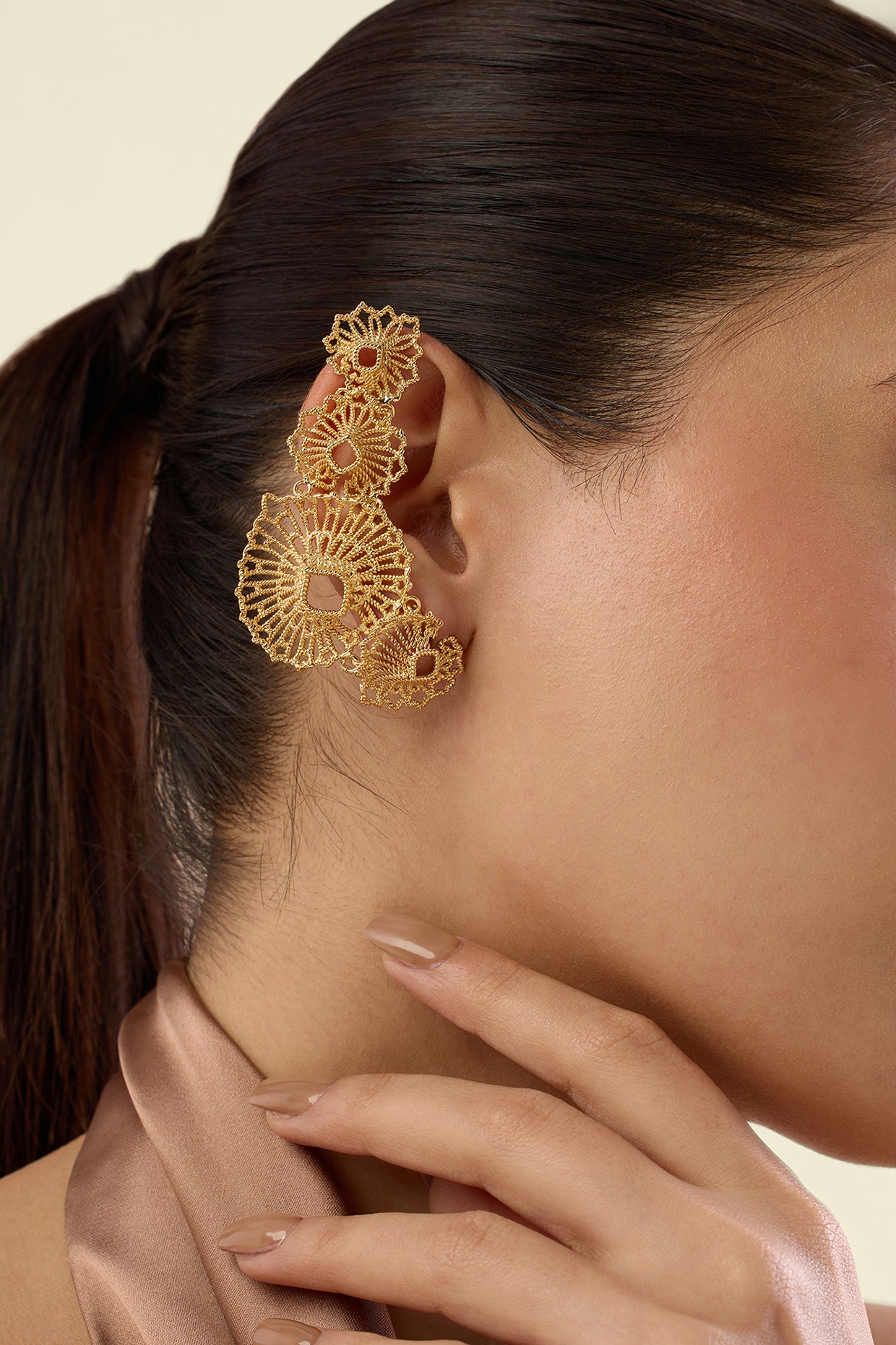 Gypsy Soul Leaf Cascading Statement Earrings 18Kt Gold Plated
