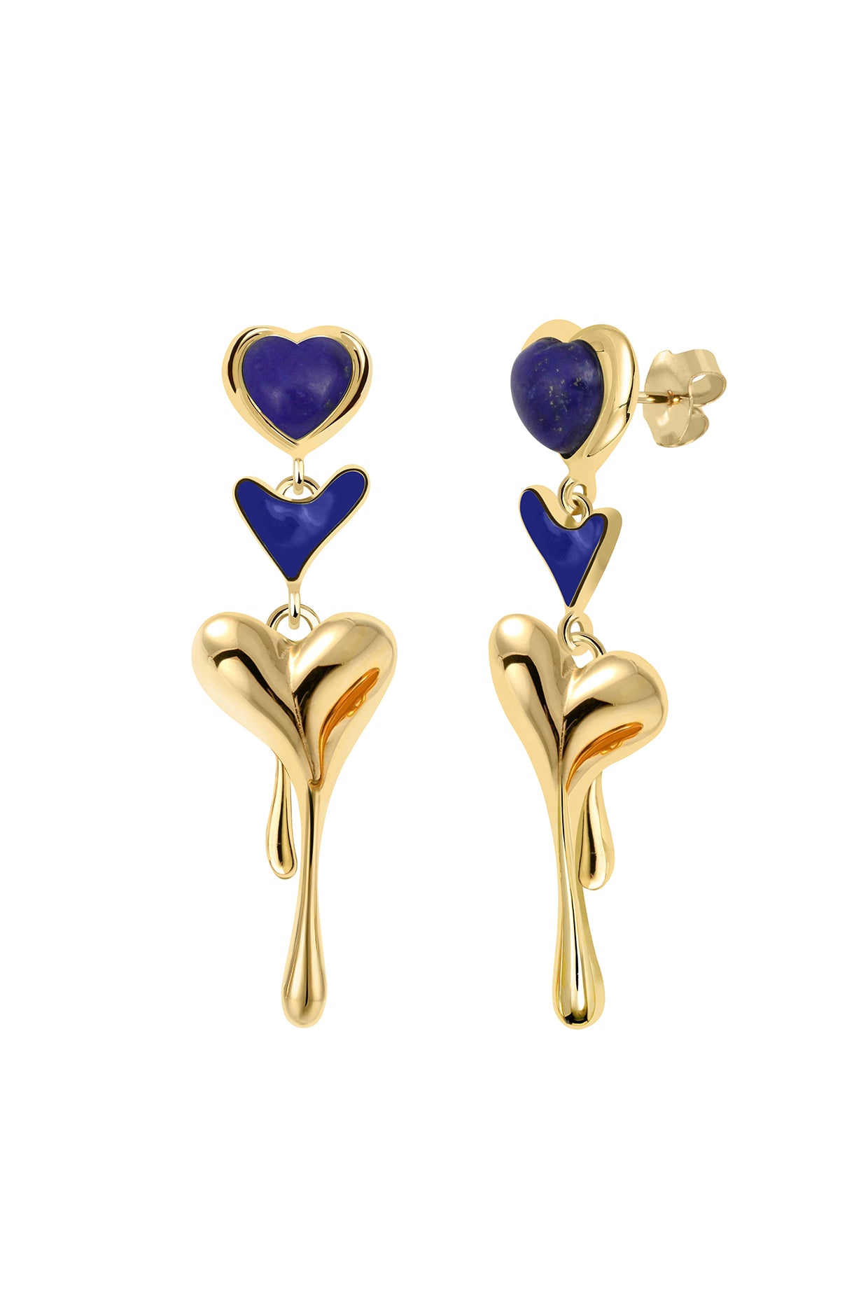 18Kt Gold Plated Lapis Lazuli All Heart Drop Earrings