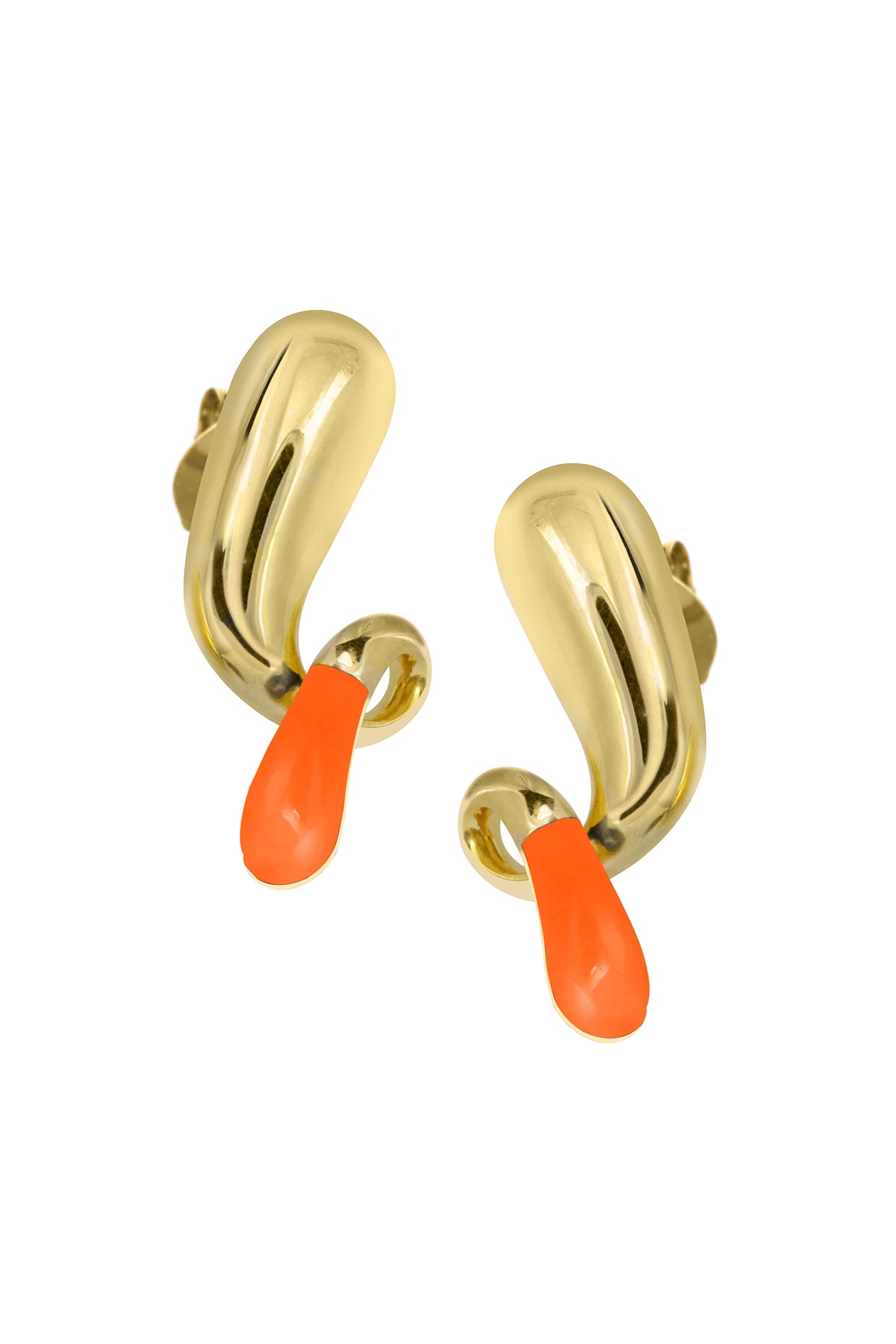 18Kt Gold Plated Orange Pebble Pop Drop Earrings