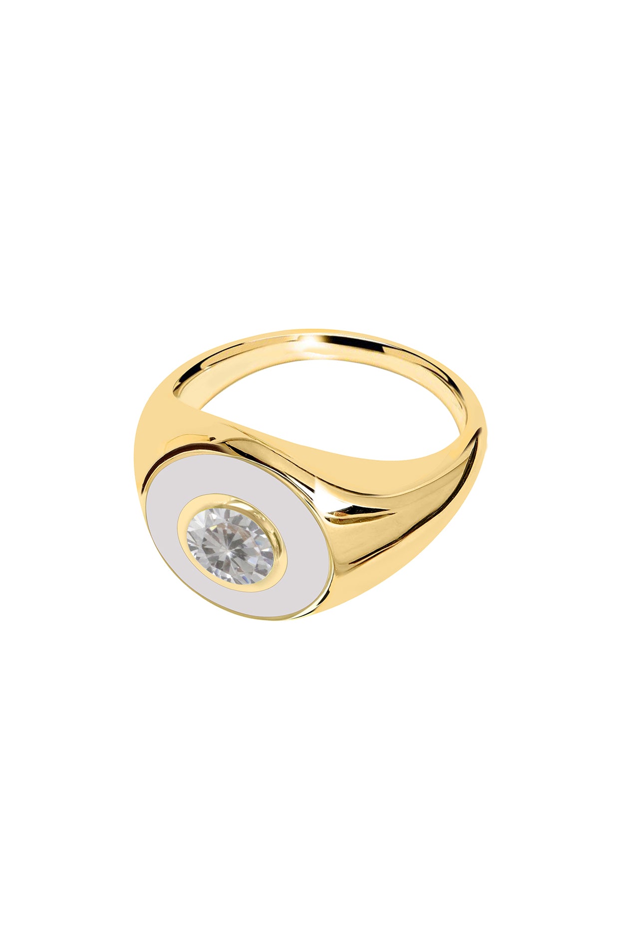 18Kt Gold Plated Eyes On Me White Signet Ring