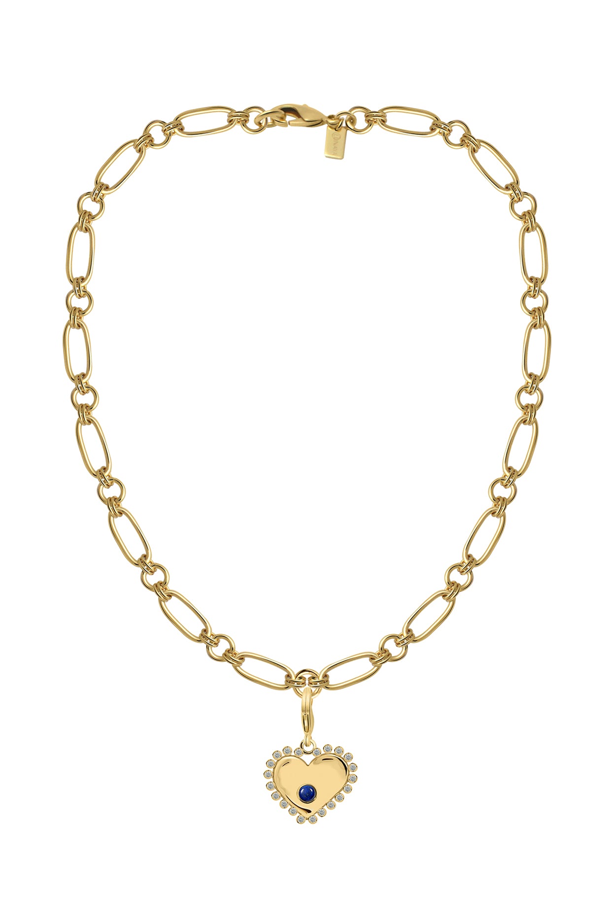 18Kt Gold Plated Blue Halo Charm Necklace