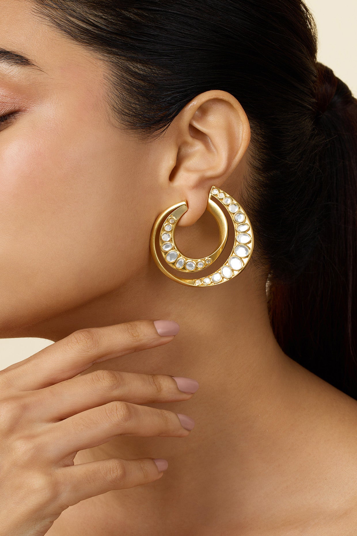 Orange Peel Double Hoops