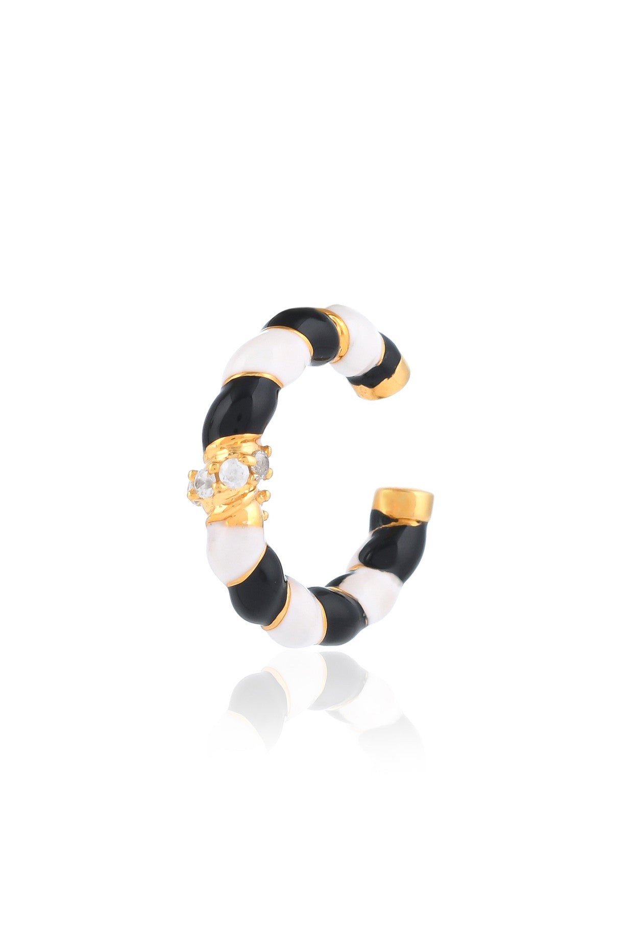 Ebony & Ivory Candy Cane Ear Cuff