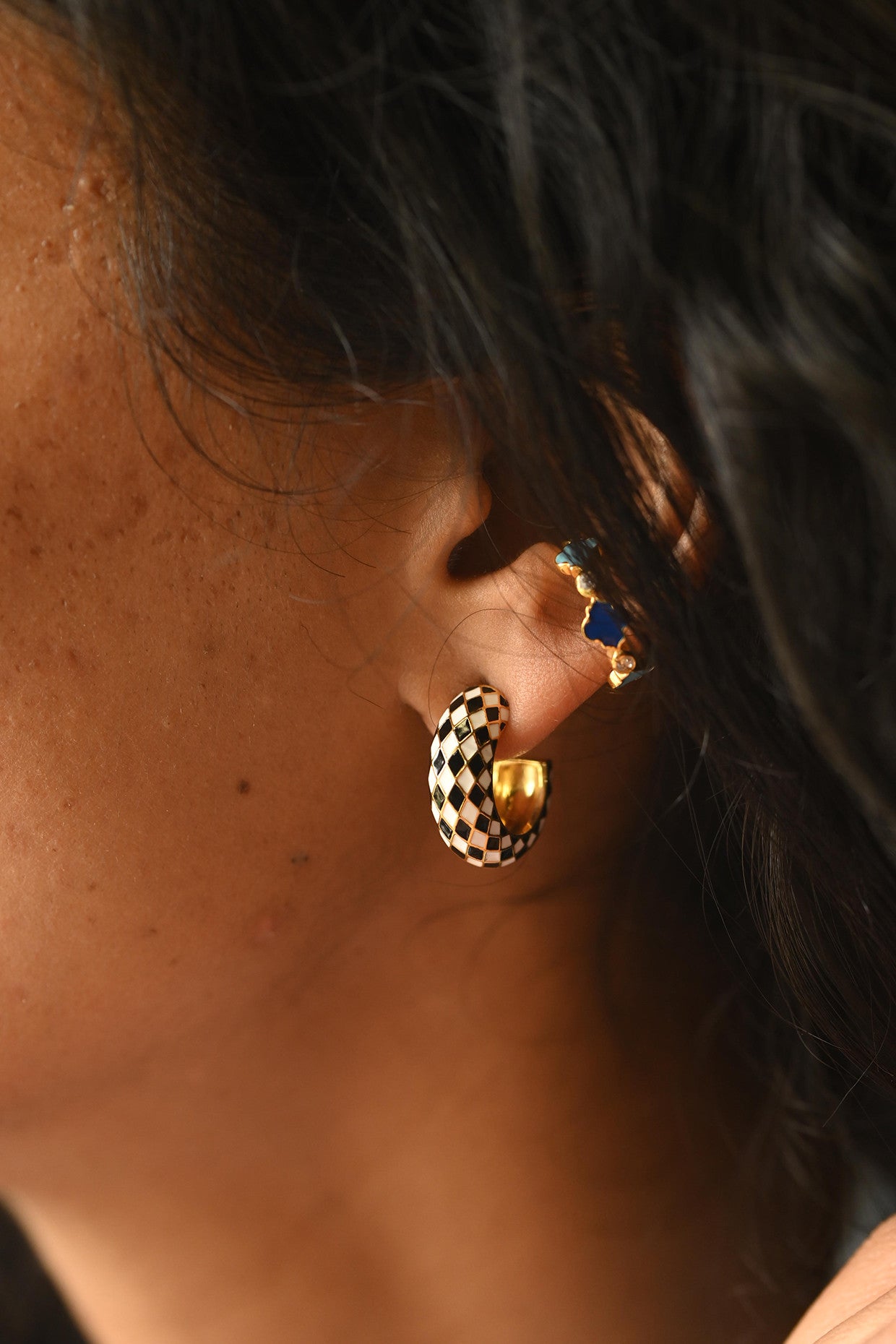 Ebony & White Neo Hoops