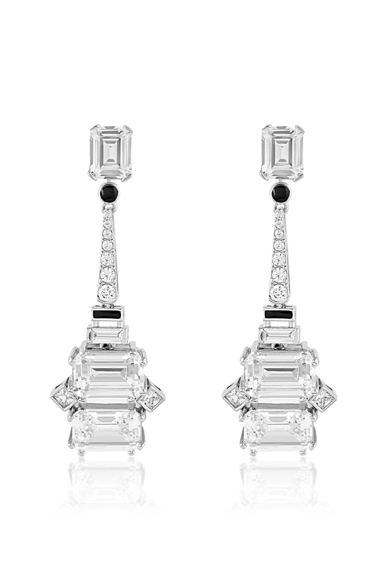 Enamel Diamond Dangler Earrings