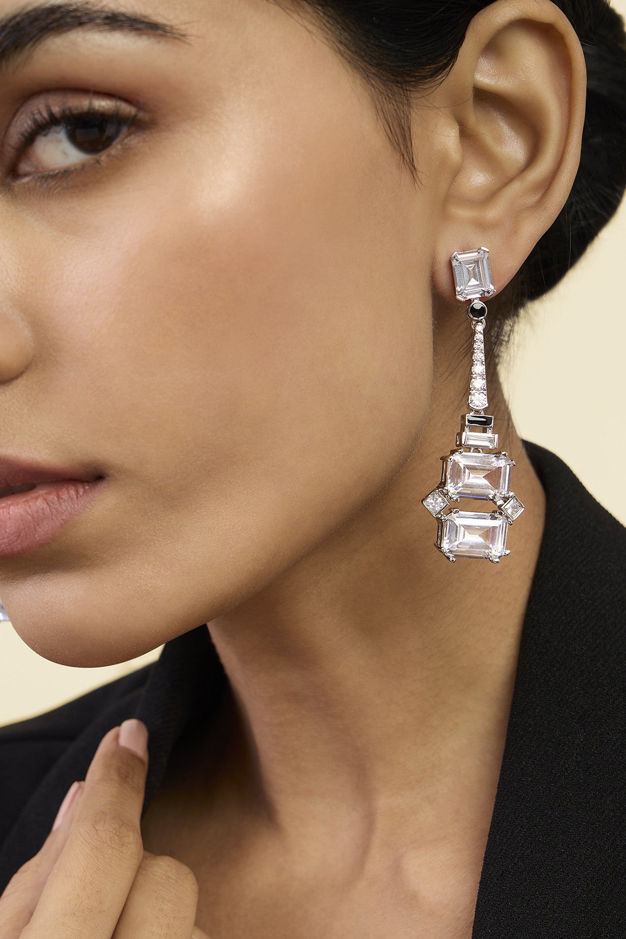 Enamel Diamond Dangler Earrings