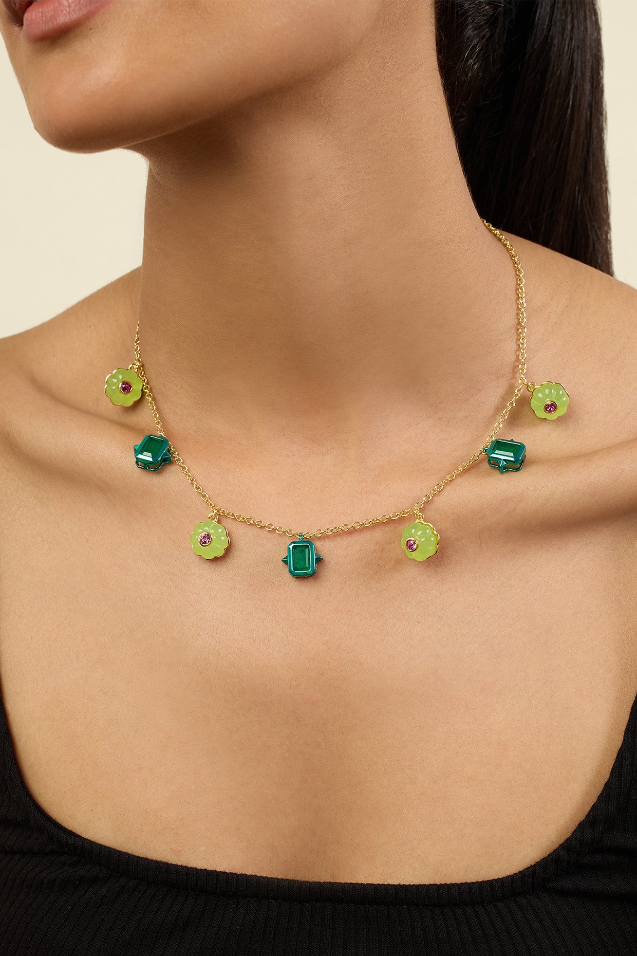 Enchanted Garden Charm Necklace 18Kt Gold Plated