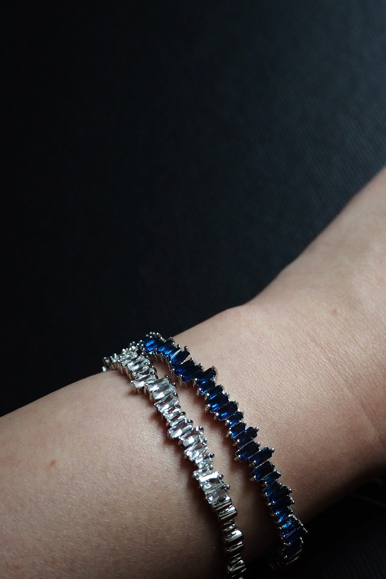Blue Fireworks Baguette Cuff Bracelet