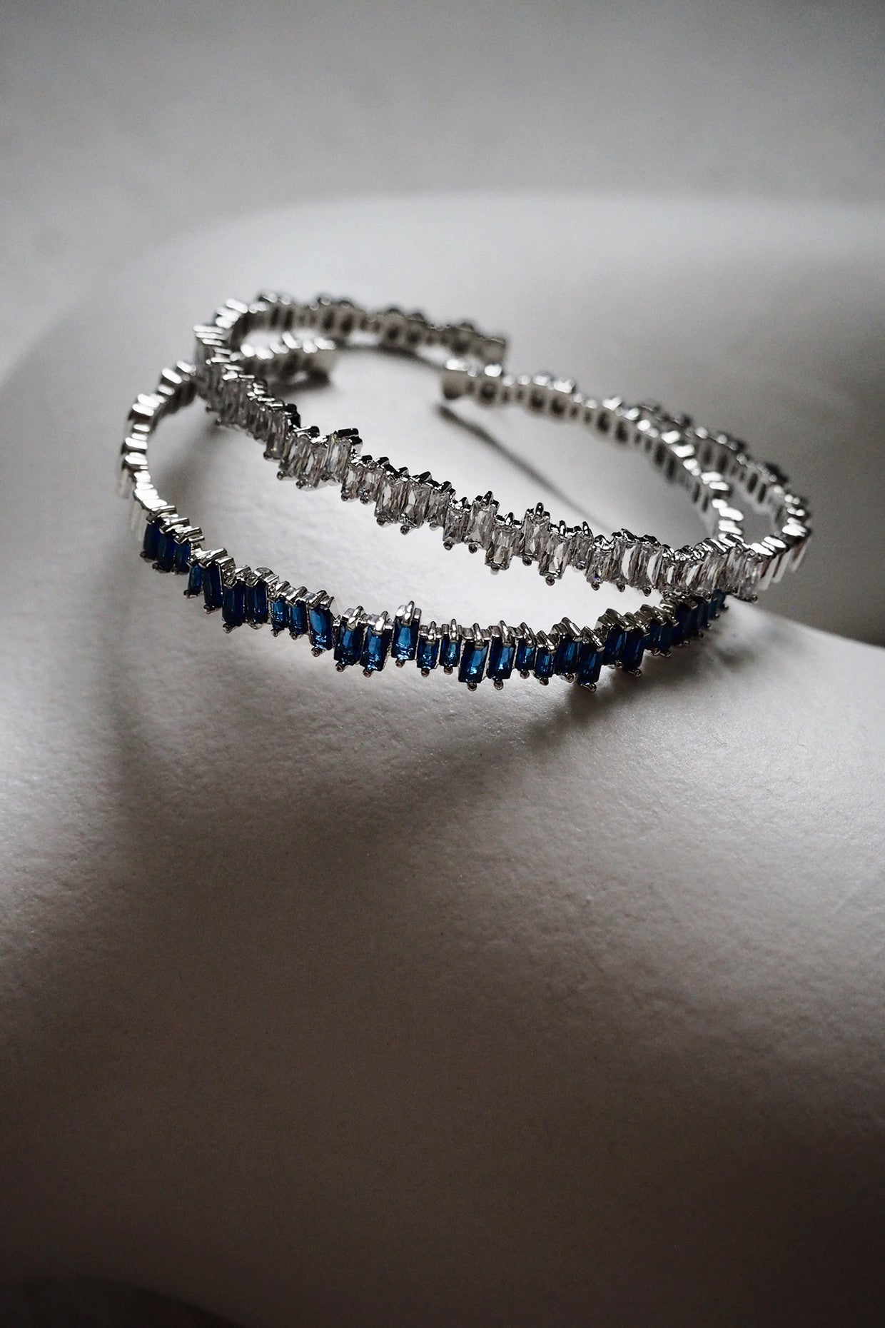 Blue Fireworks Baguette Cuff Bracelet
