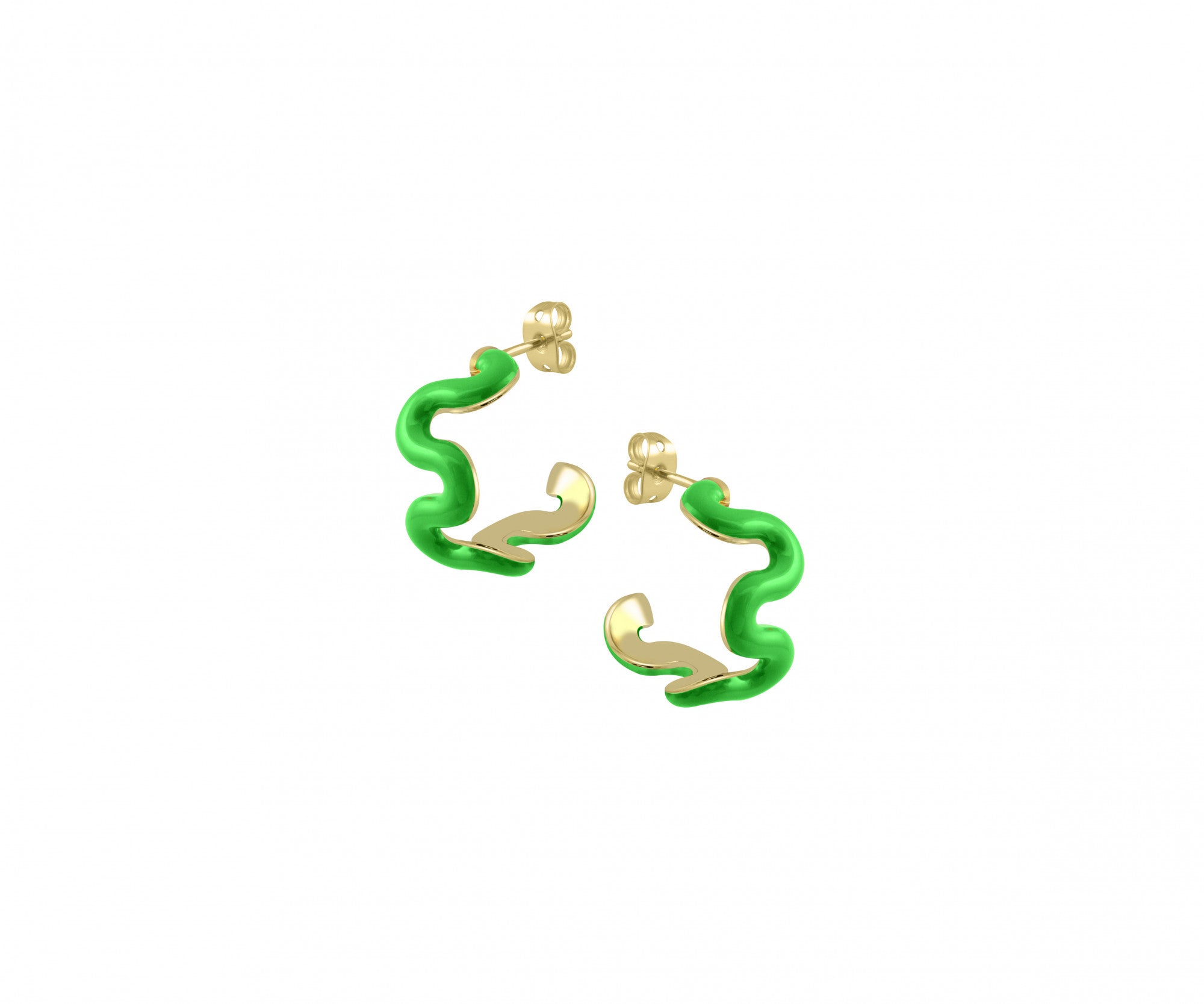Gold & Green Swirl Hoops
