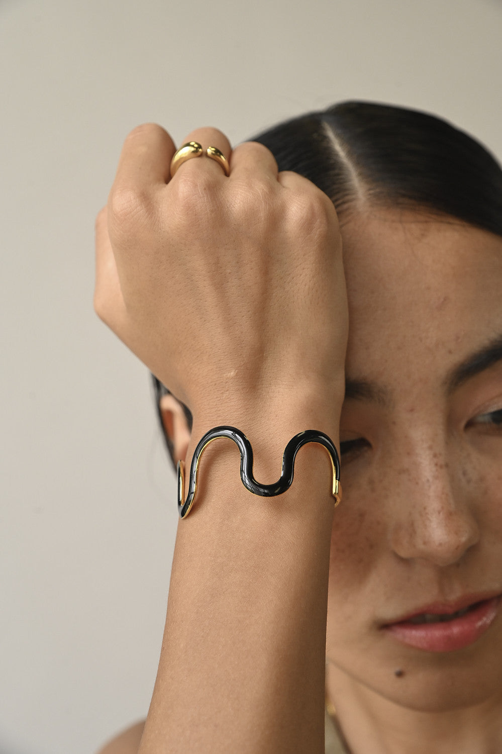Gold & Jet Black Swirl Cuff
