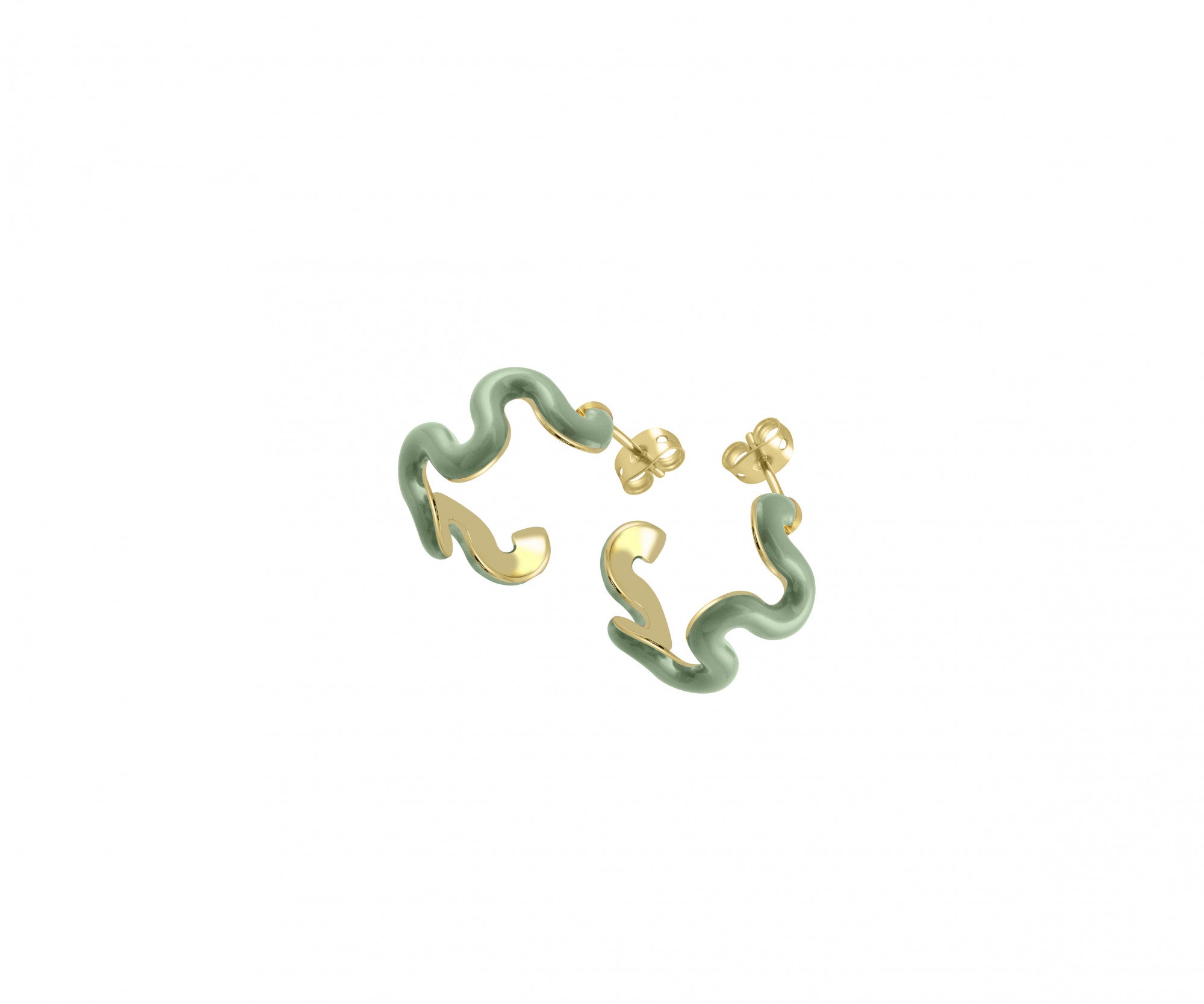 Gold & Olive Green Swirl Hoops