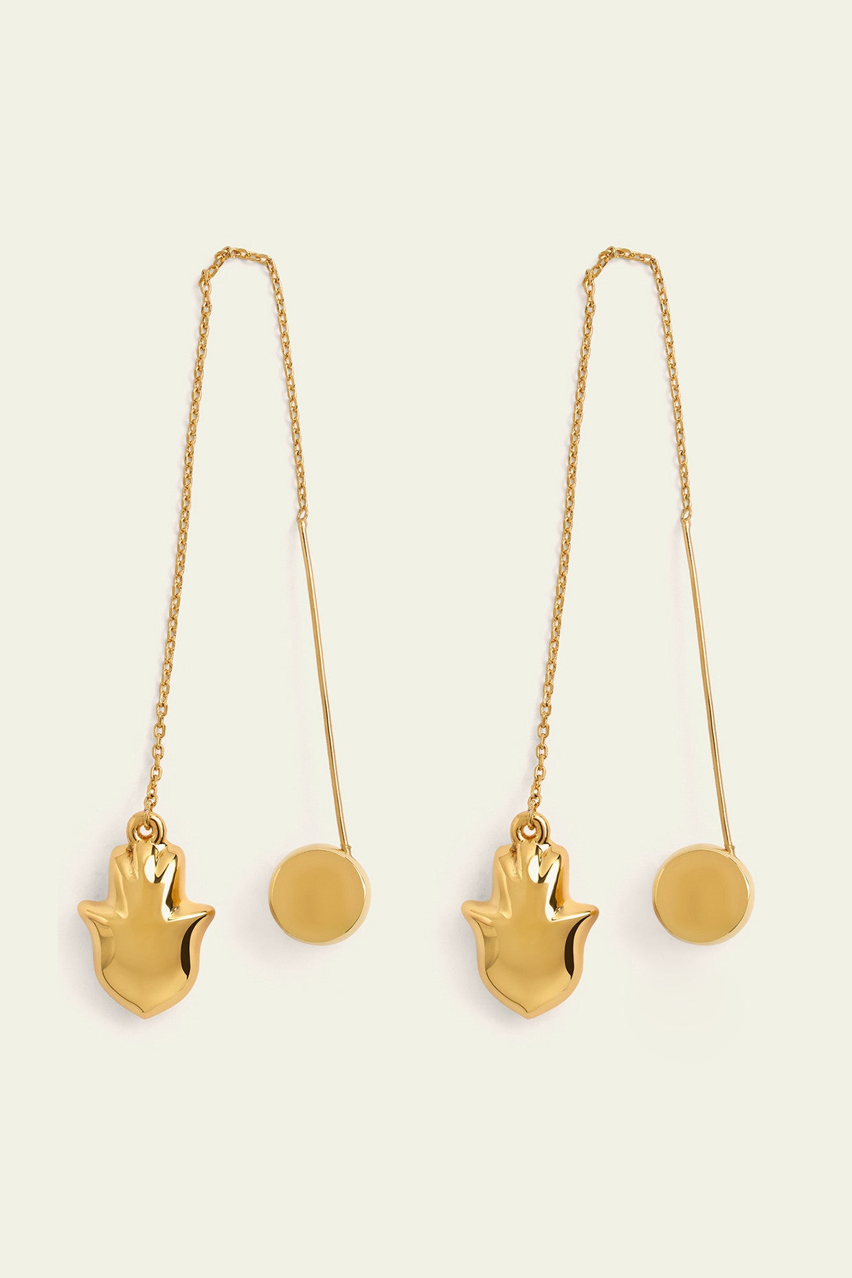 Gold Hamsa Threader Earrings