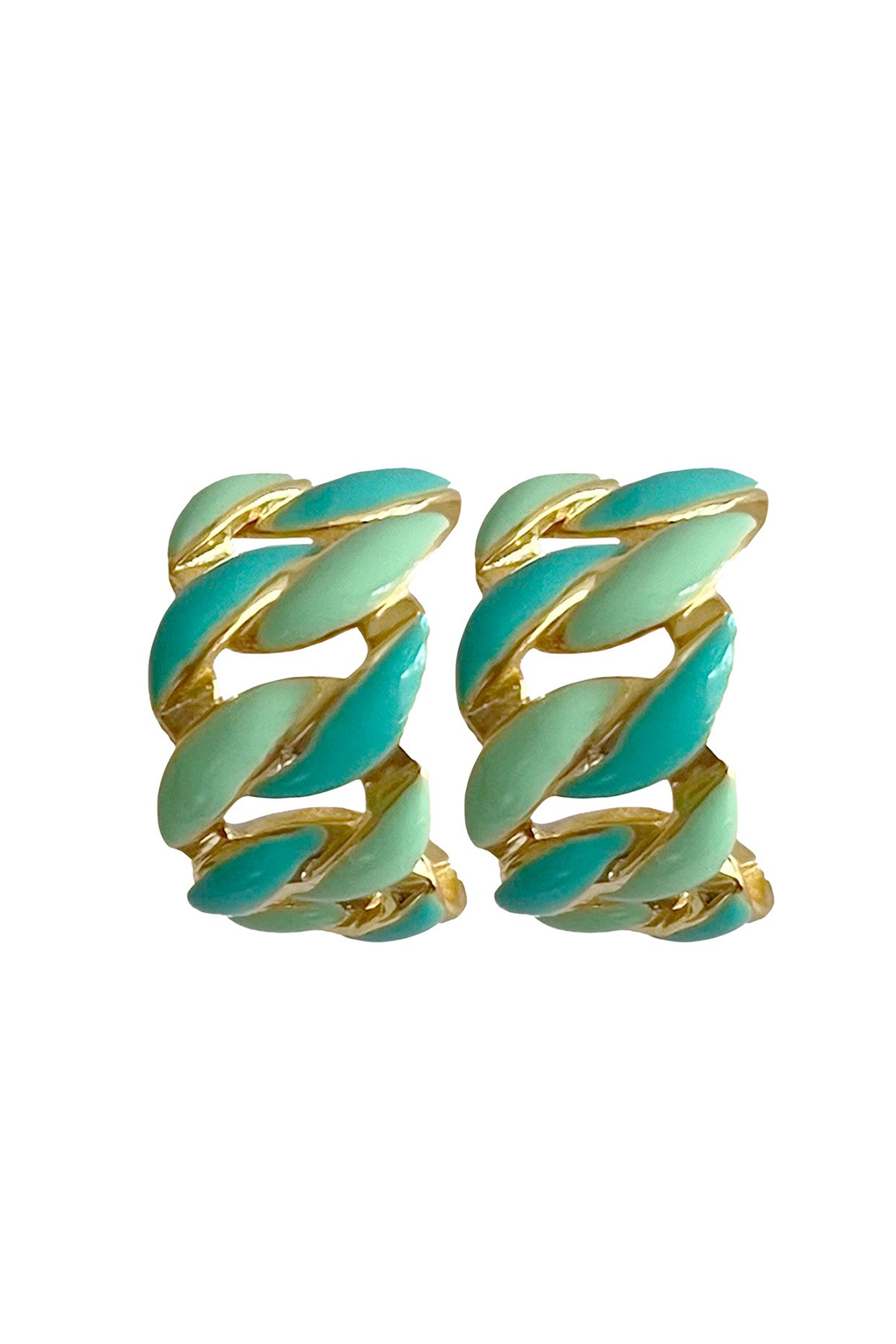 Gold Plated Aqua Cuban Hoops