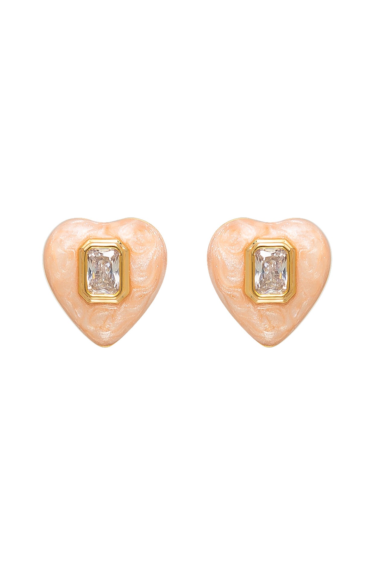 Gold Plated Pink Colour Safe In My Heart Earrings