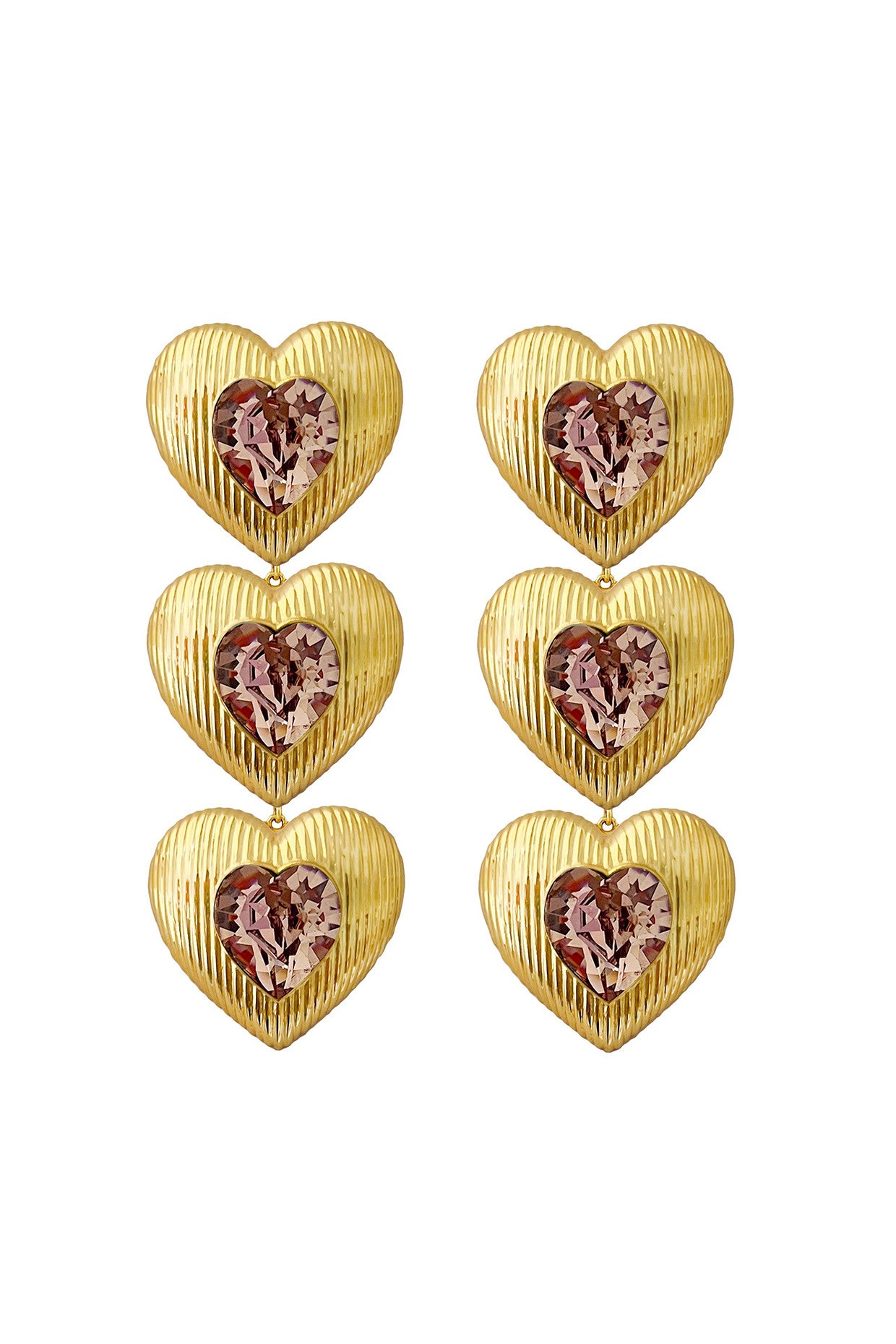 Gold Plated Purple Tri Heart Aurelia Danglers