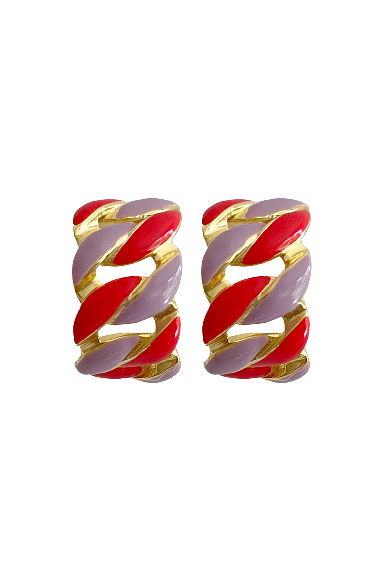 Gold Plated Red Cuban Hoops