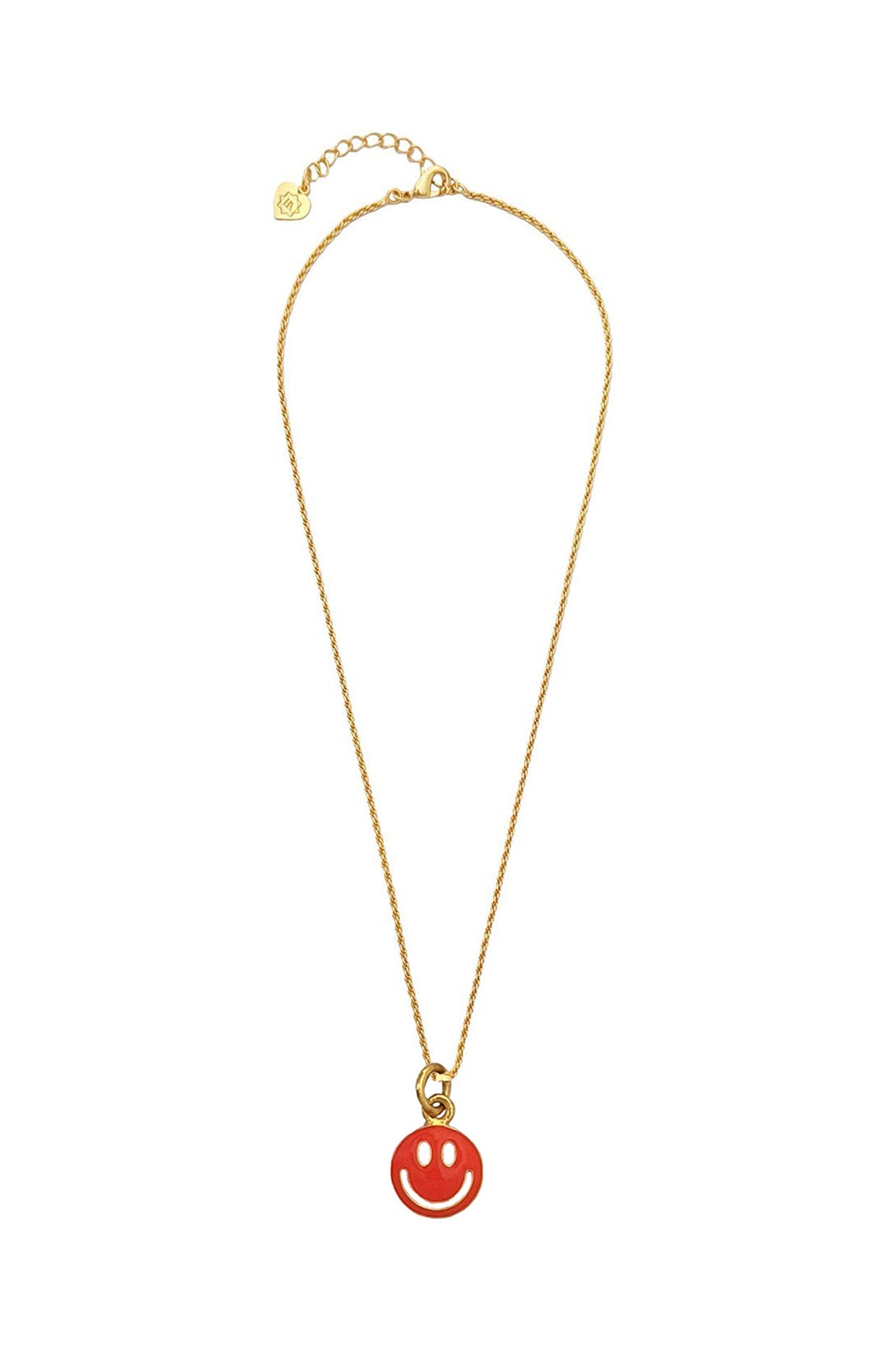 Gold Plated Red Enameled Smiley Chain