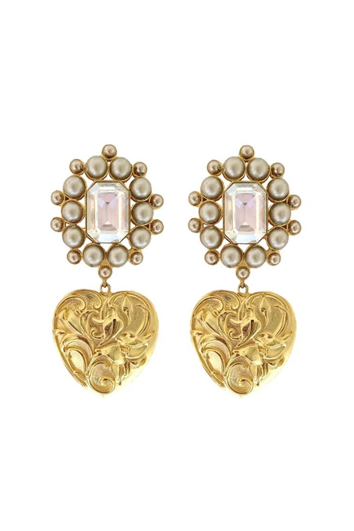 Gold Plated Rosetta Heart Drops