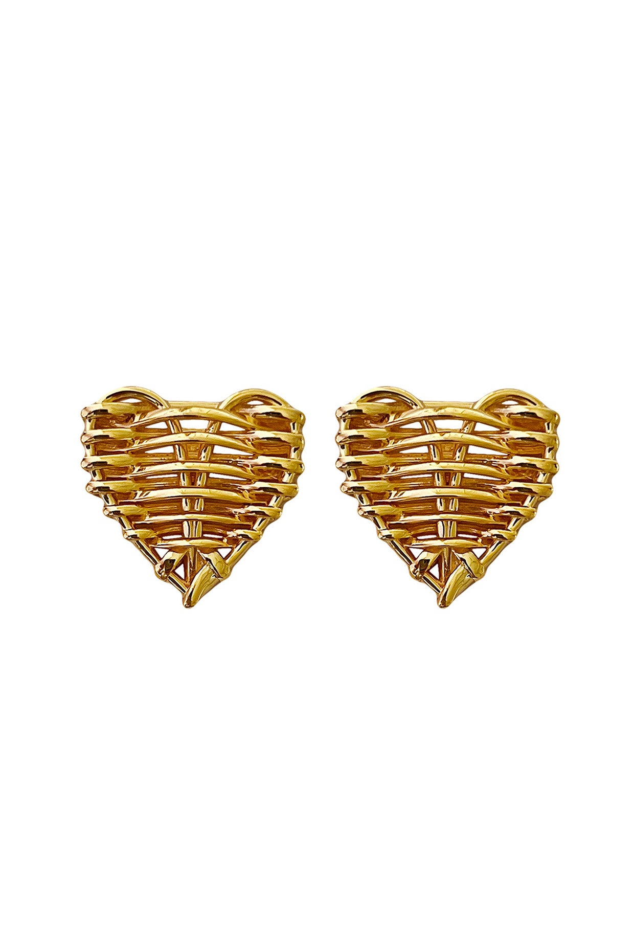 Gold Plated Woven Heart Studs
