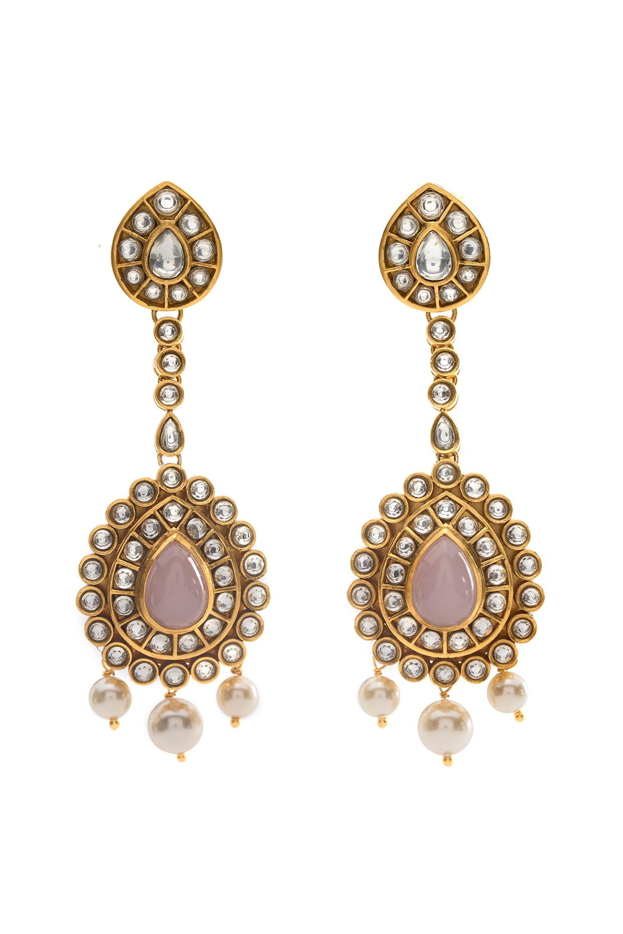 22kt Gold Plated Rosa Pastel Vine Danglers Earrings