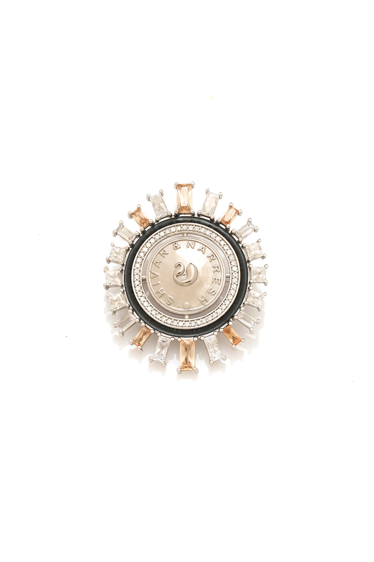 White Finish Numisma Statement Broch
