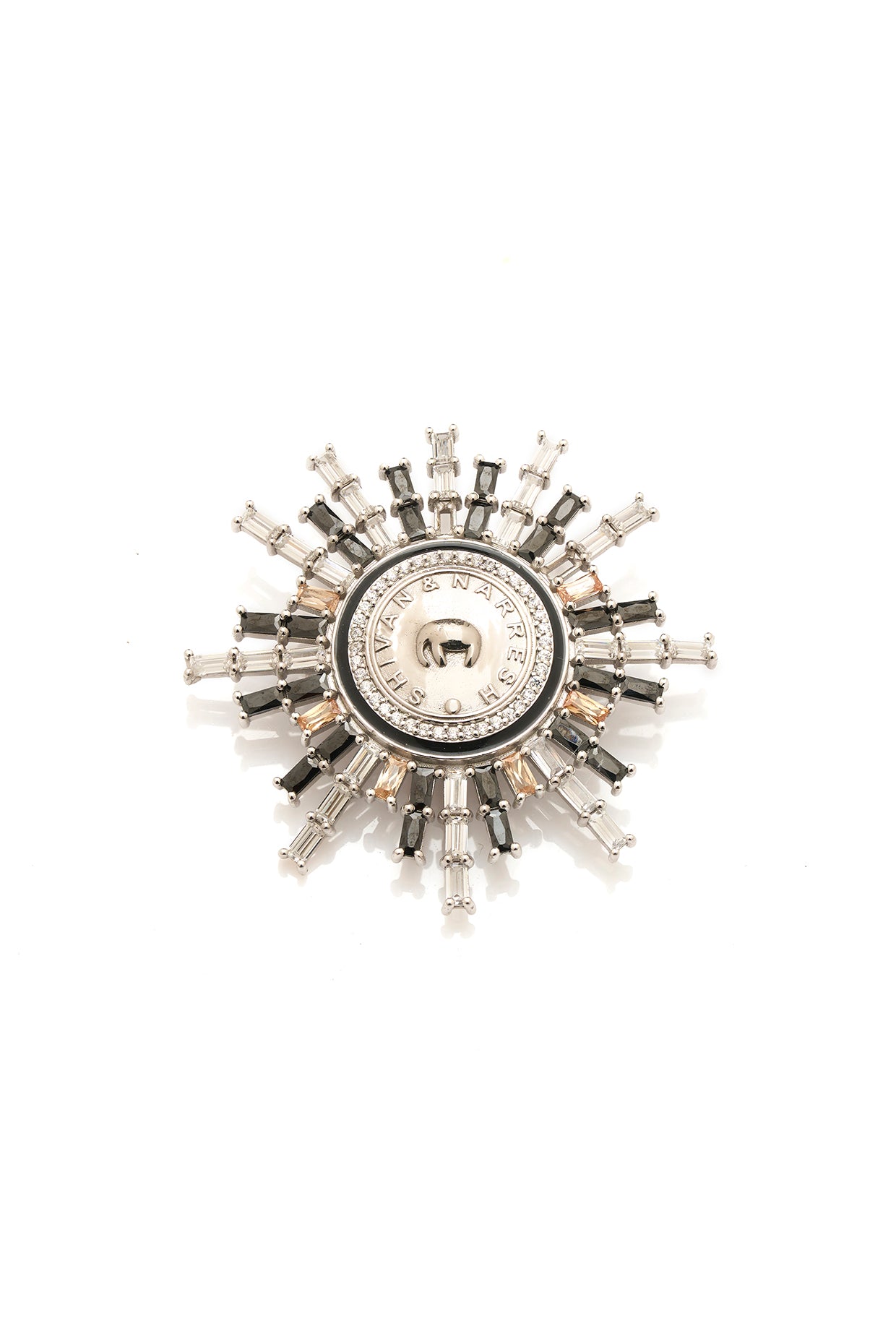 White Finish Numisma Star Burst Broch