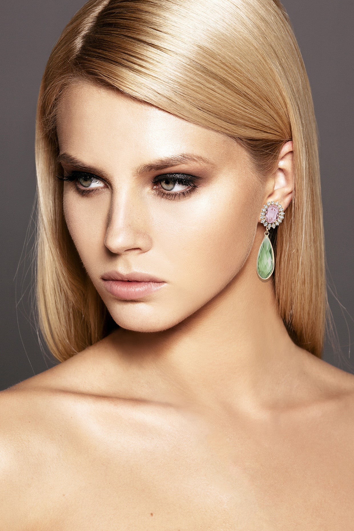Jane Fuchsia Green Earrings
