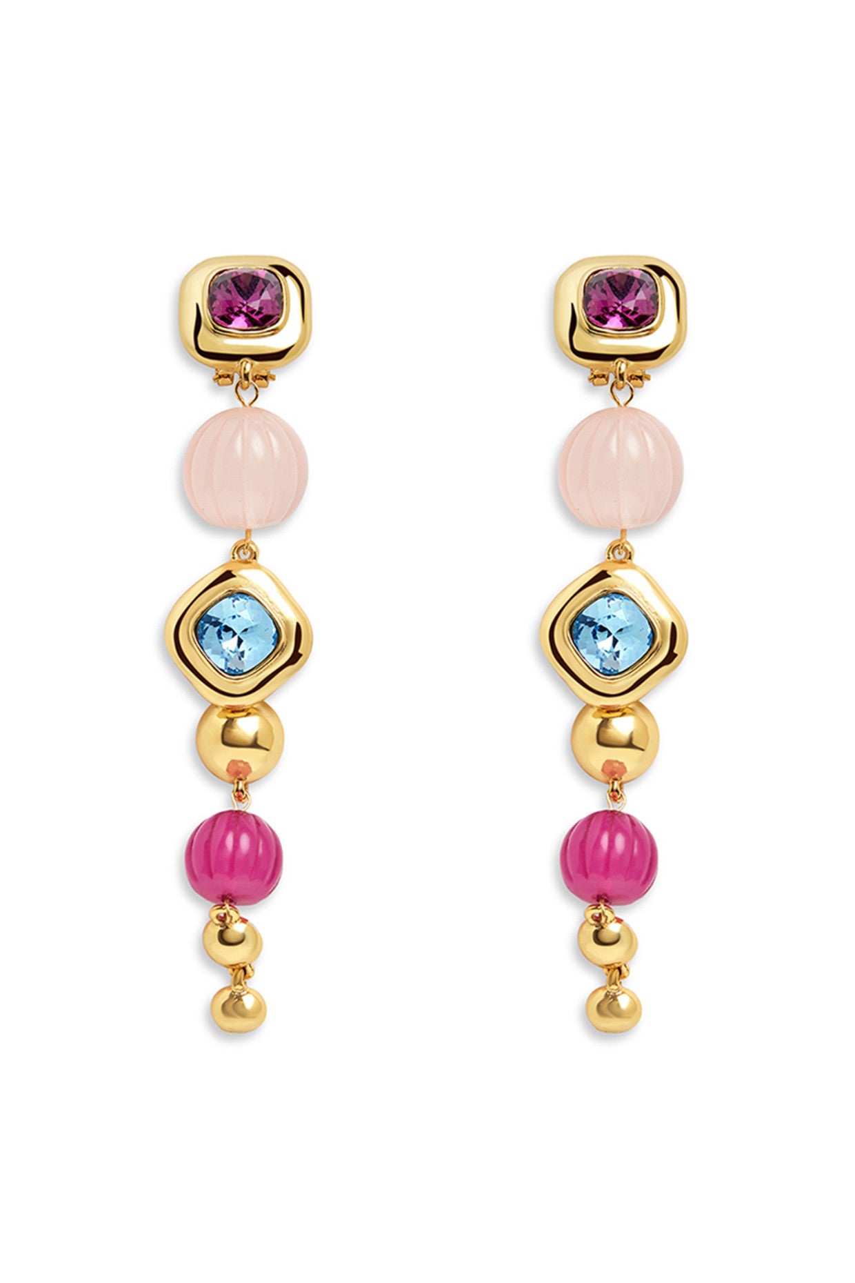 Long Pink & Aqua Danglers