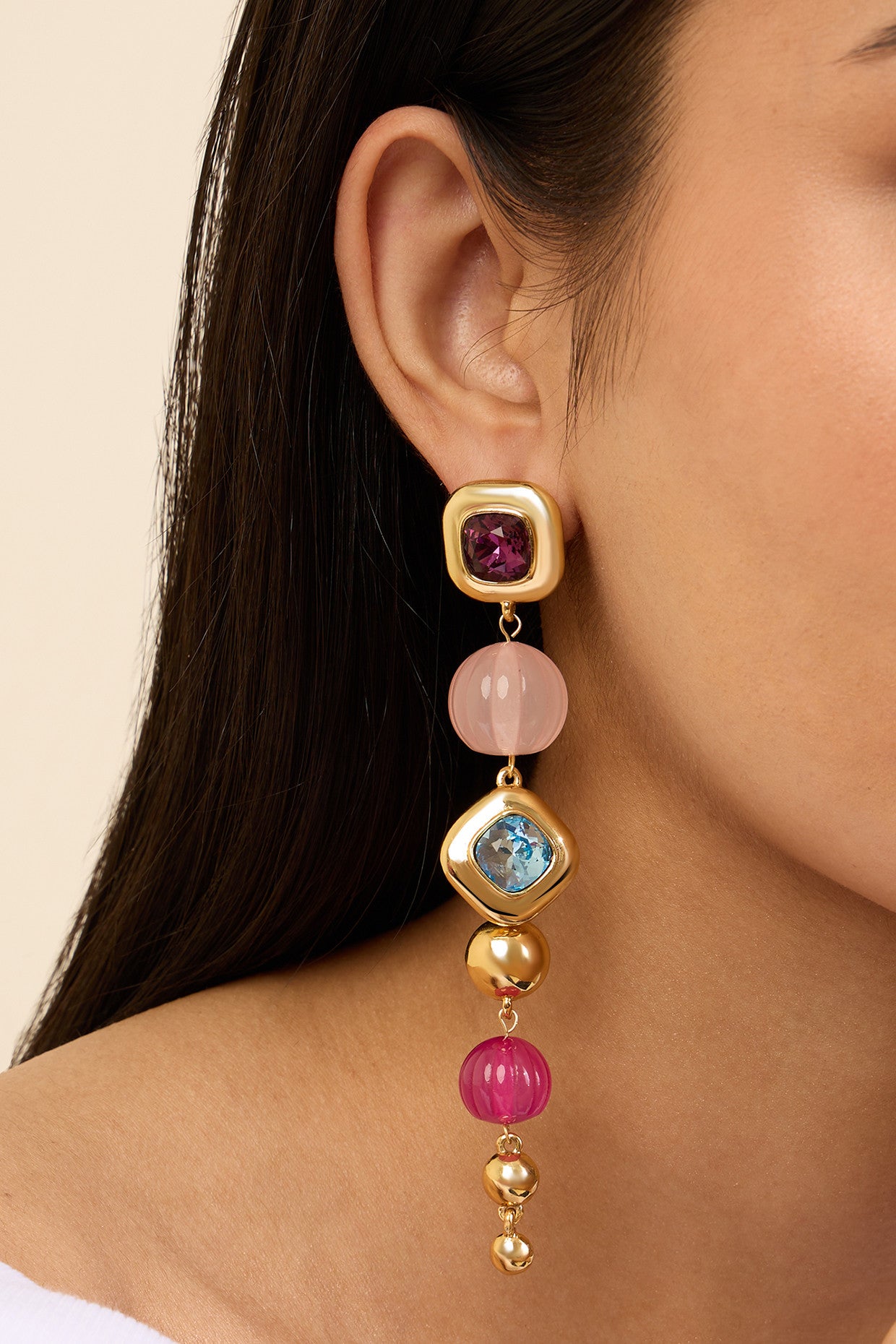 Long Pink & Aqua Danglers