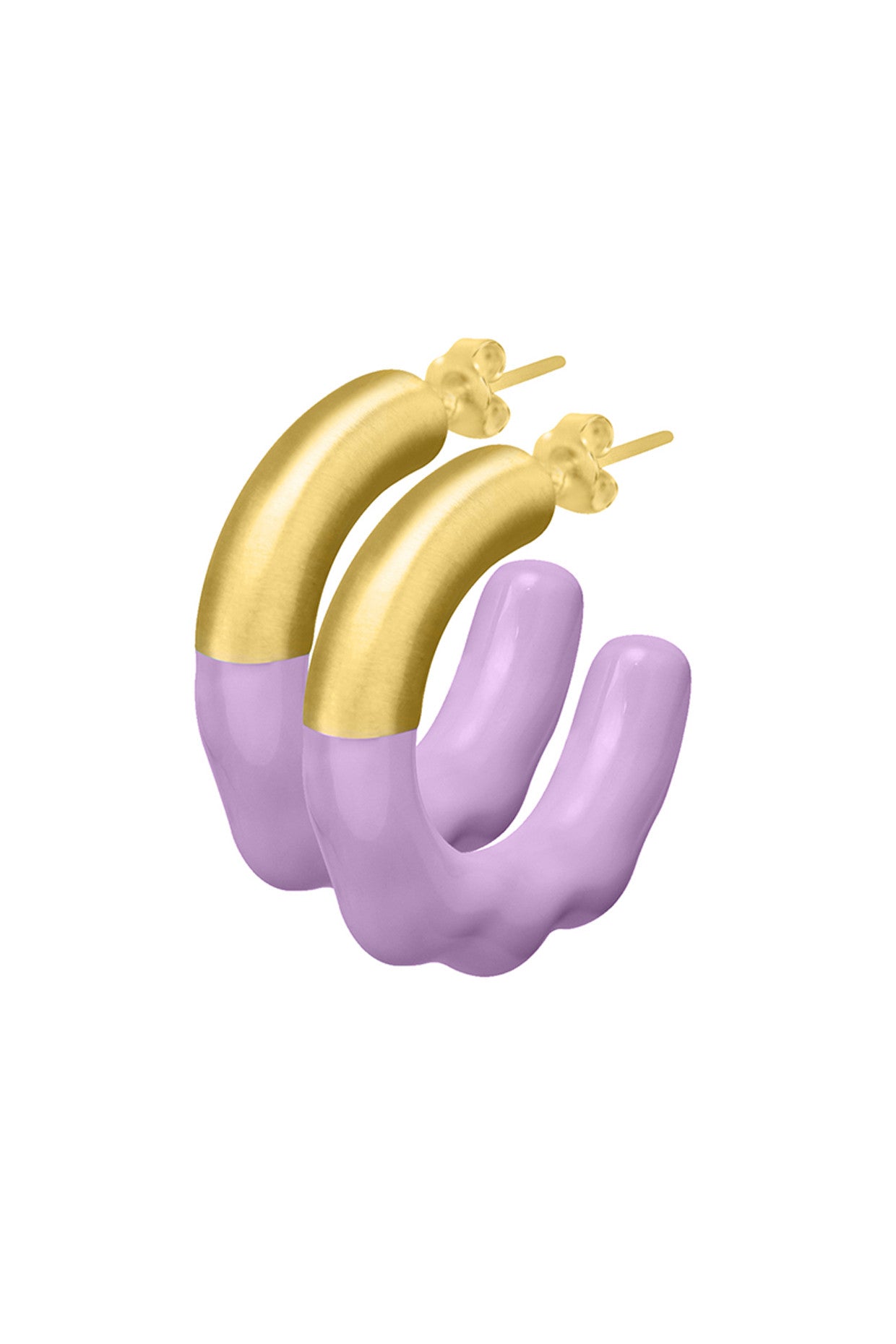 Gold & Lilac Glossed Hoops