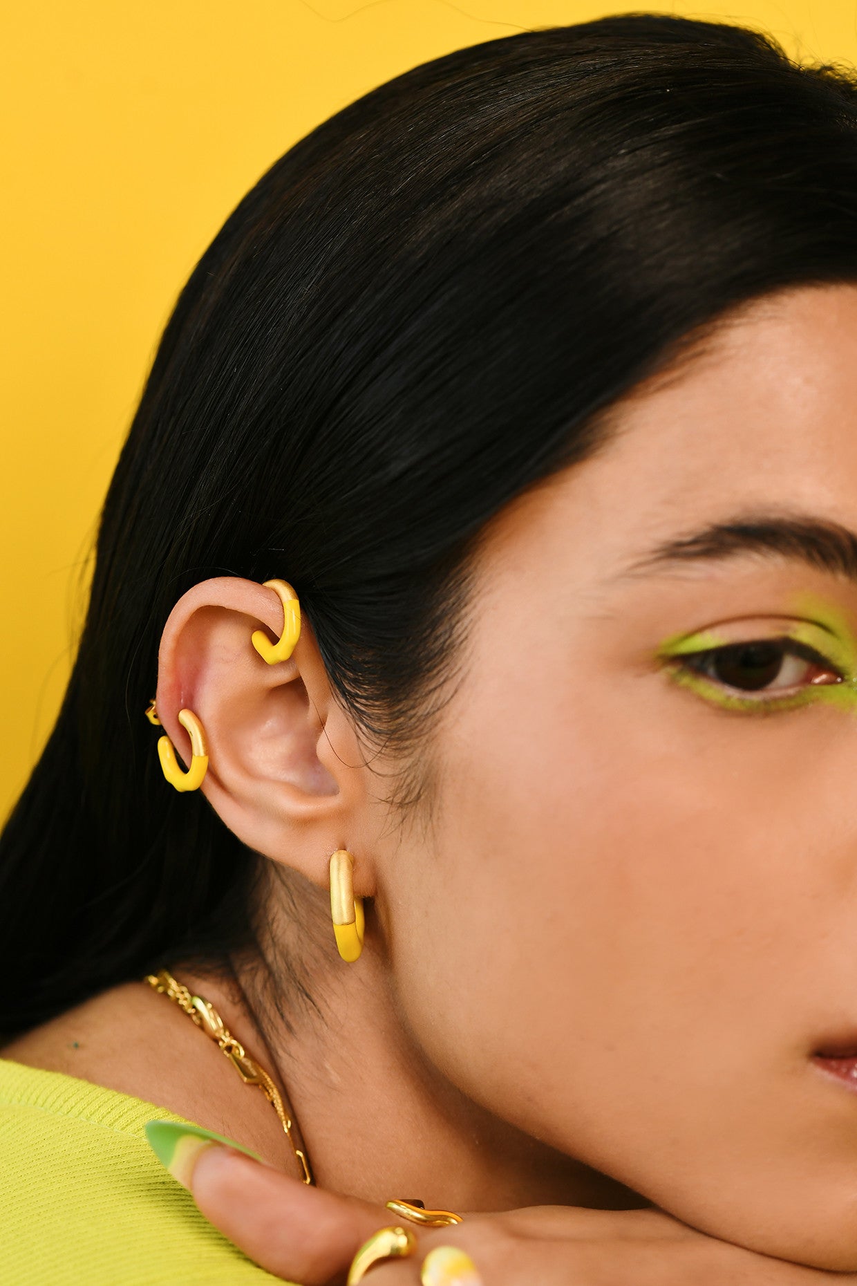 Gold & Yellow Glossed Hoops