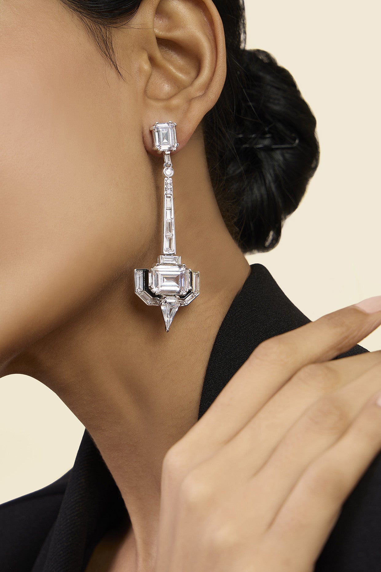 Luxe Enamel CZ Dangler Earrings