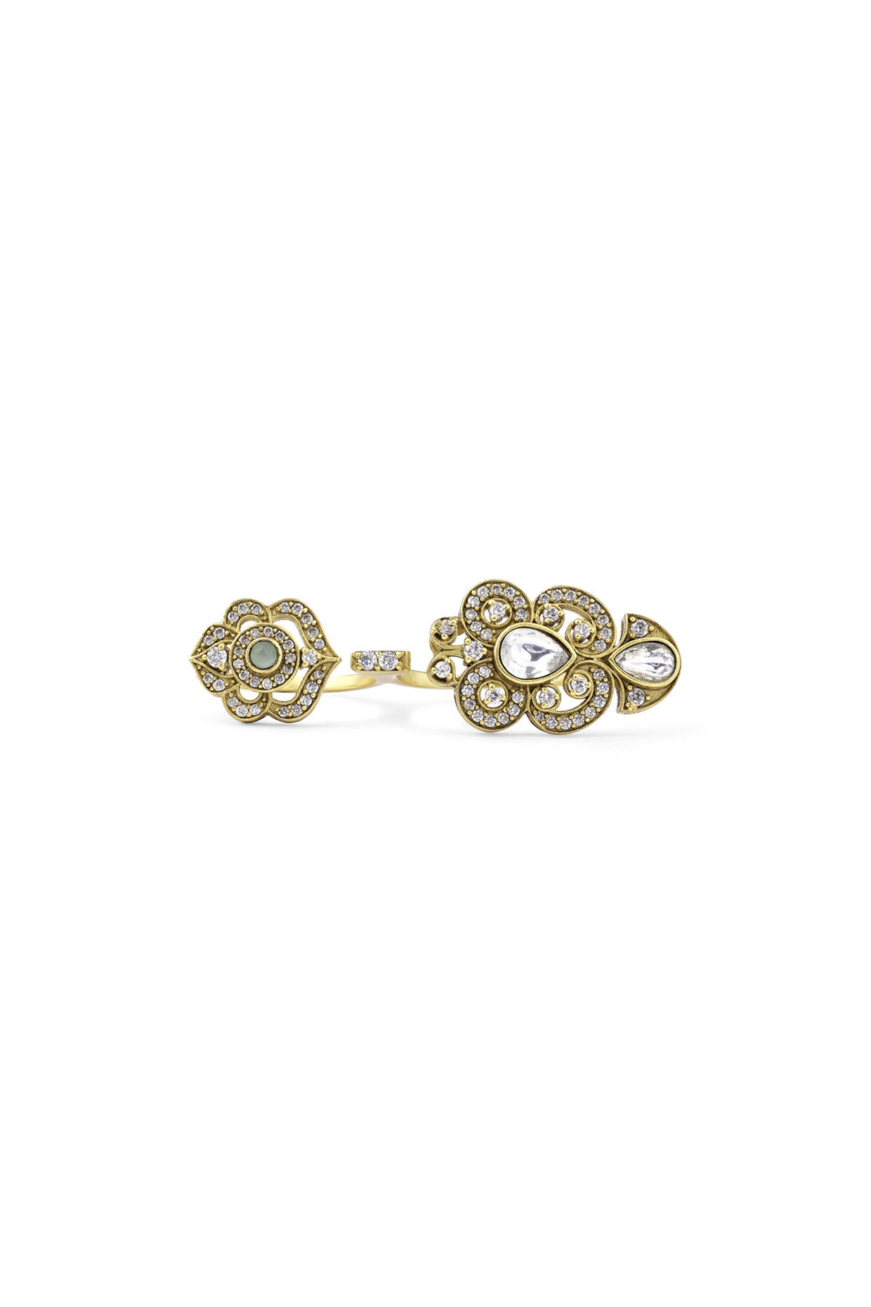 Mehr Double-motif Ring in 22Kt Gold Plating