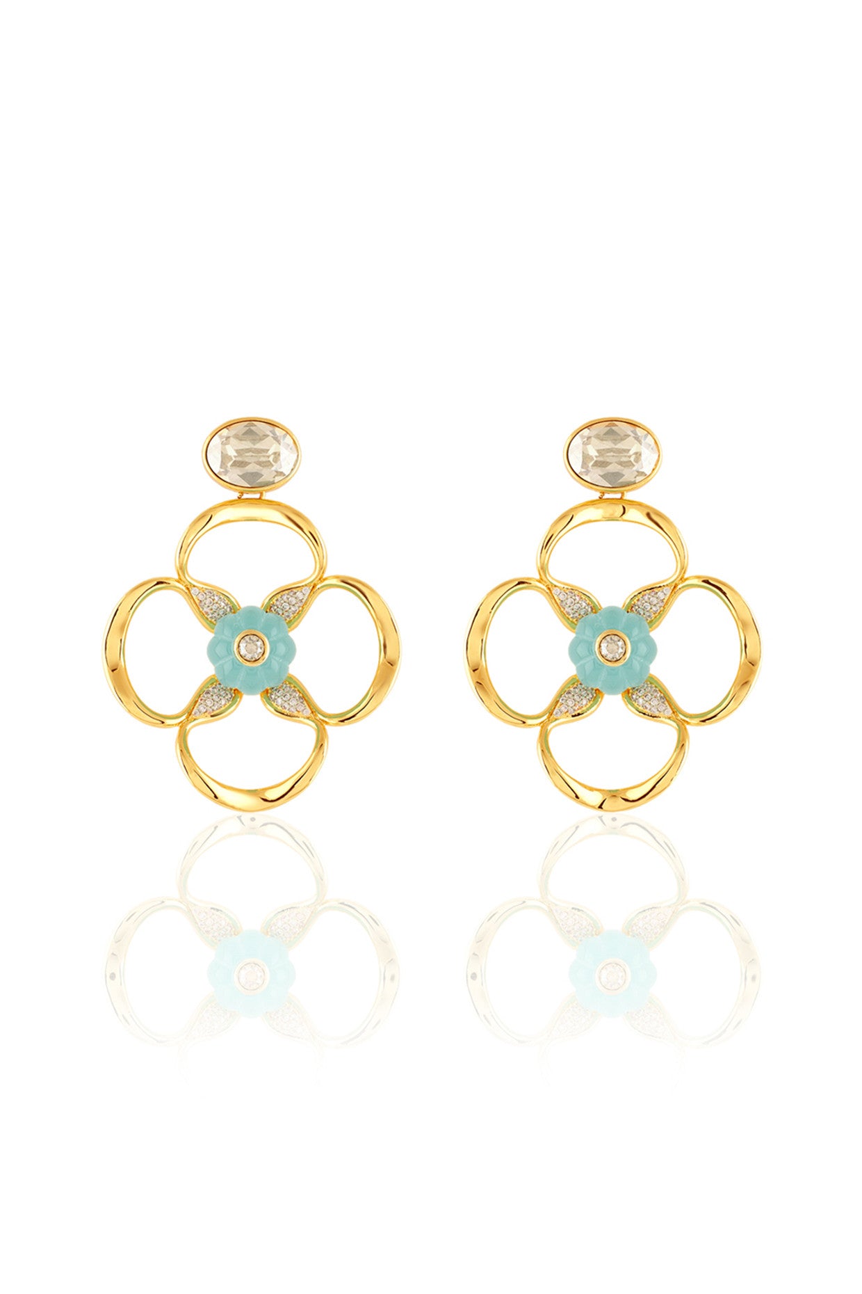Midnight Bloom Dangler Earrings 18Kt Gold Plated
