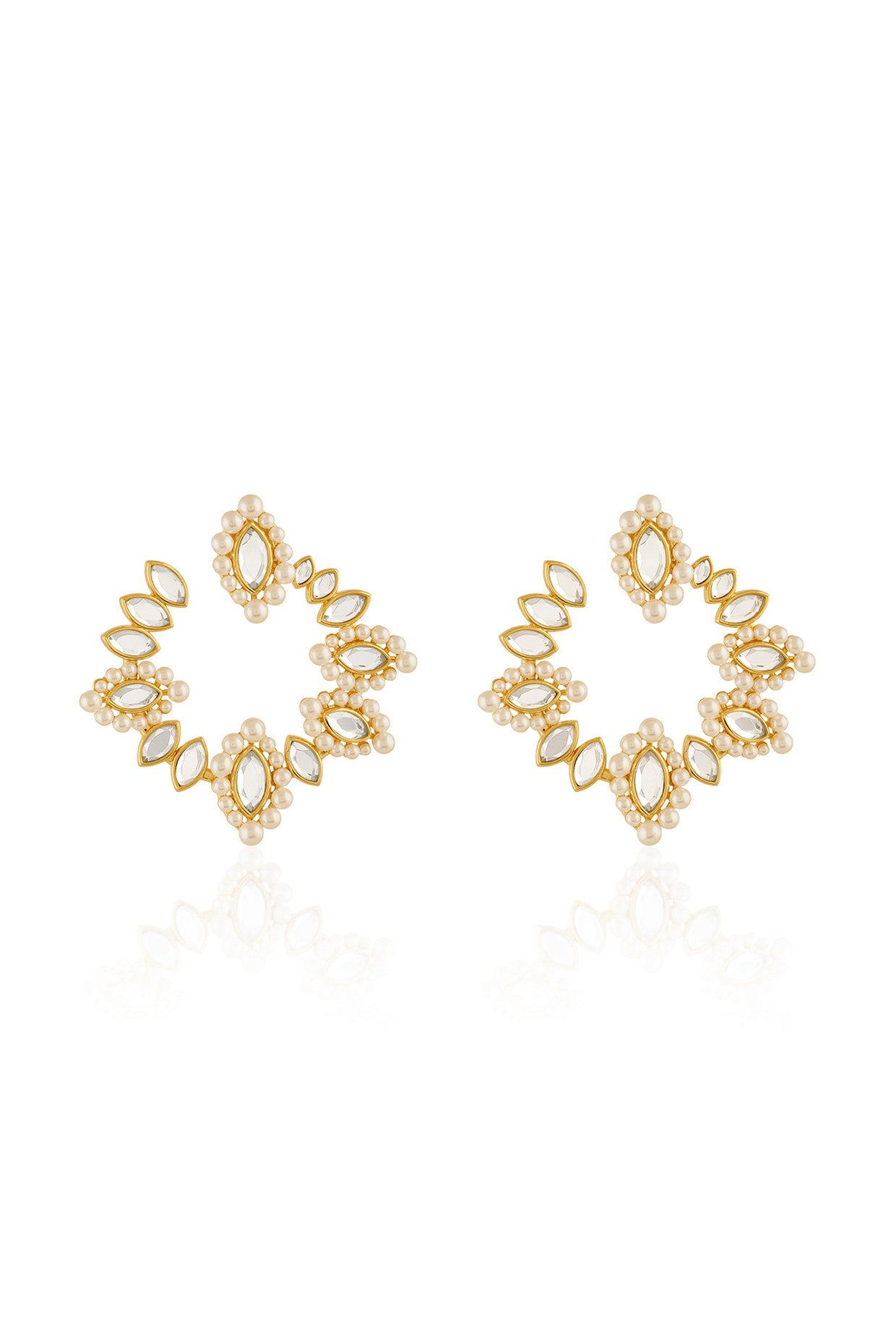 Mirror Moti Front Back Earrings