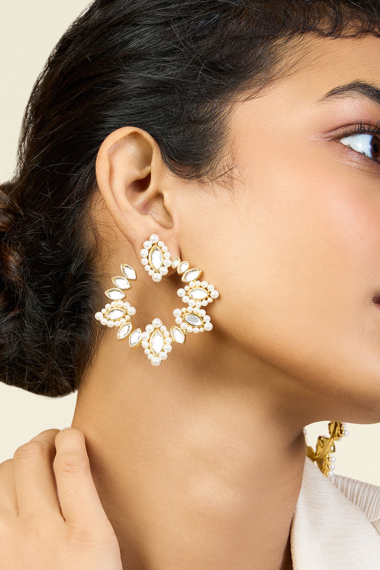 Mirror Moti Front Back Earrings