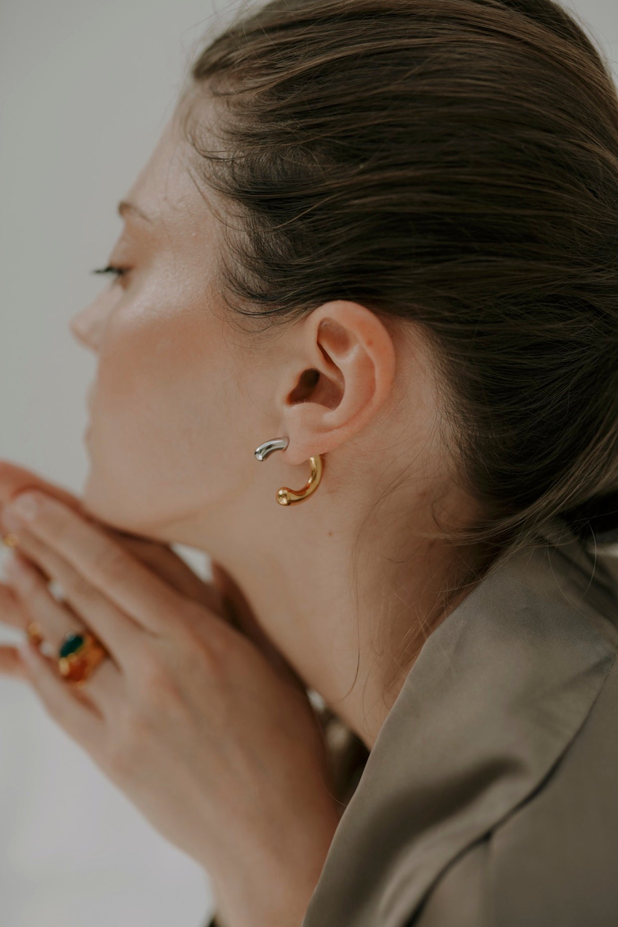 18kt Gold Plated Dual Tone Earrings
