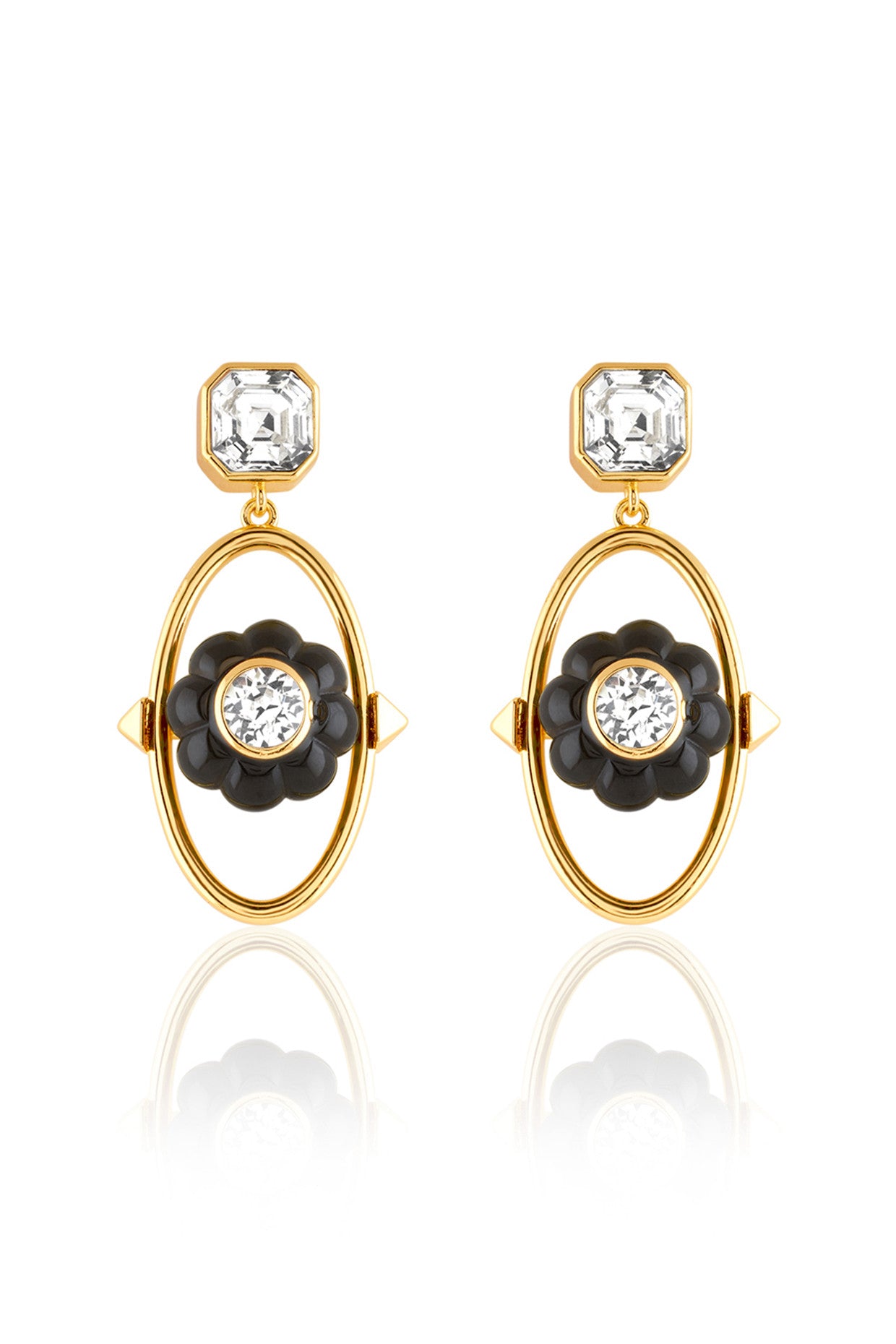 Noir Flora Dangler Earrings 18Kt Gold Plated