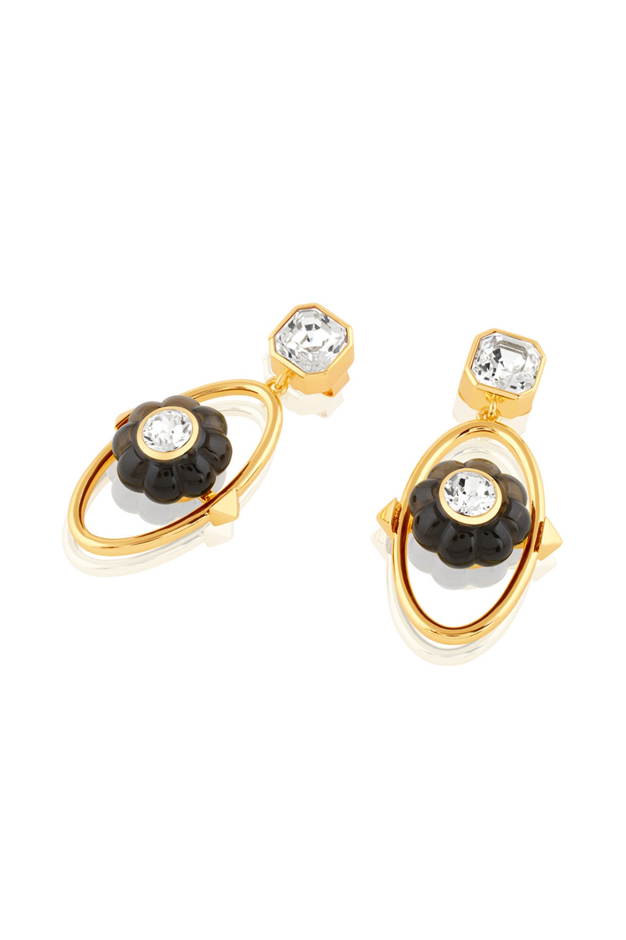 Noir Flora Dangler Earrings 18Kt Gold Plated