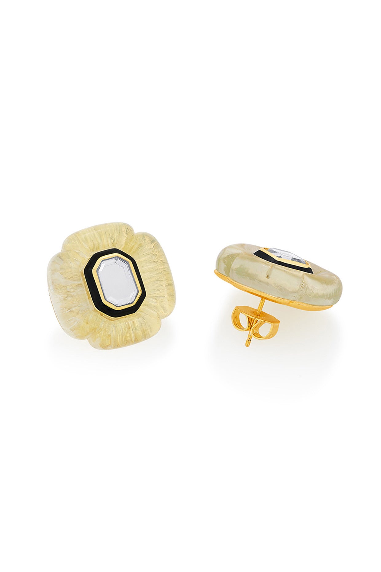 Noor Mirror Flower Stud Earrings