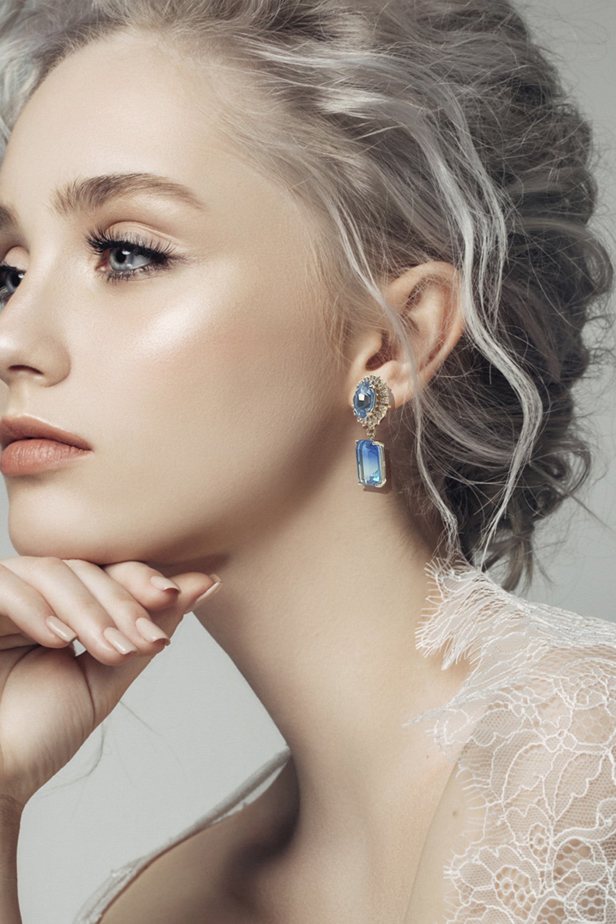 Omega Clasp Oval & Octagon Pendant Earrings