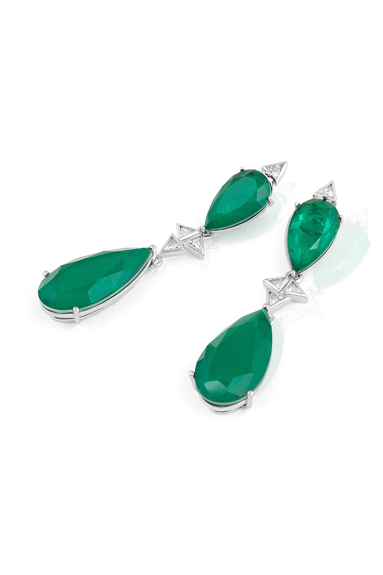 Pear Cut Emerald Drop Earrings