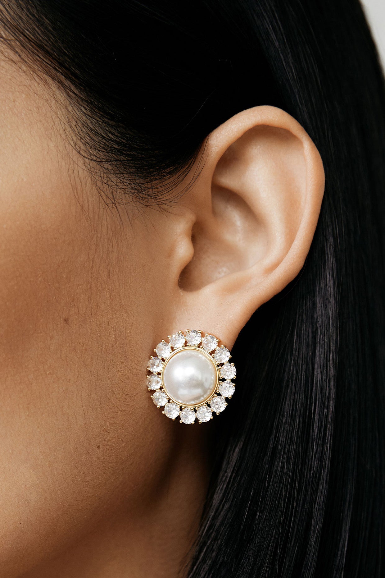 Pearl Dome Pave Earrings