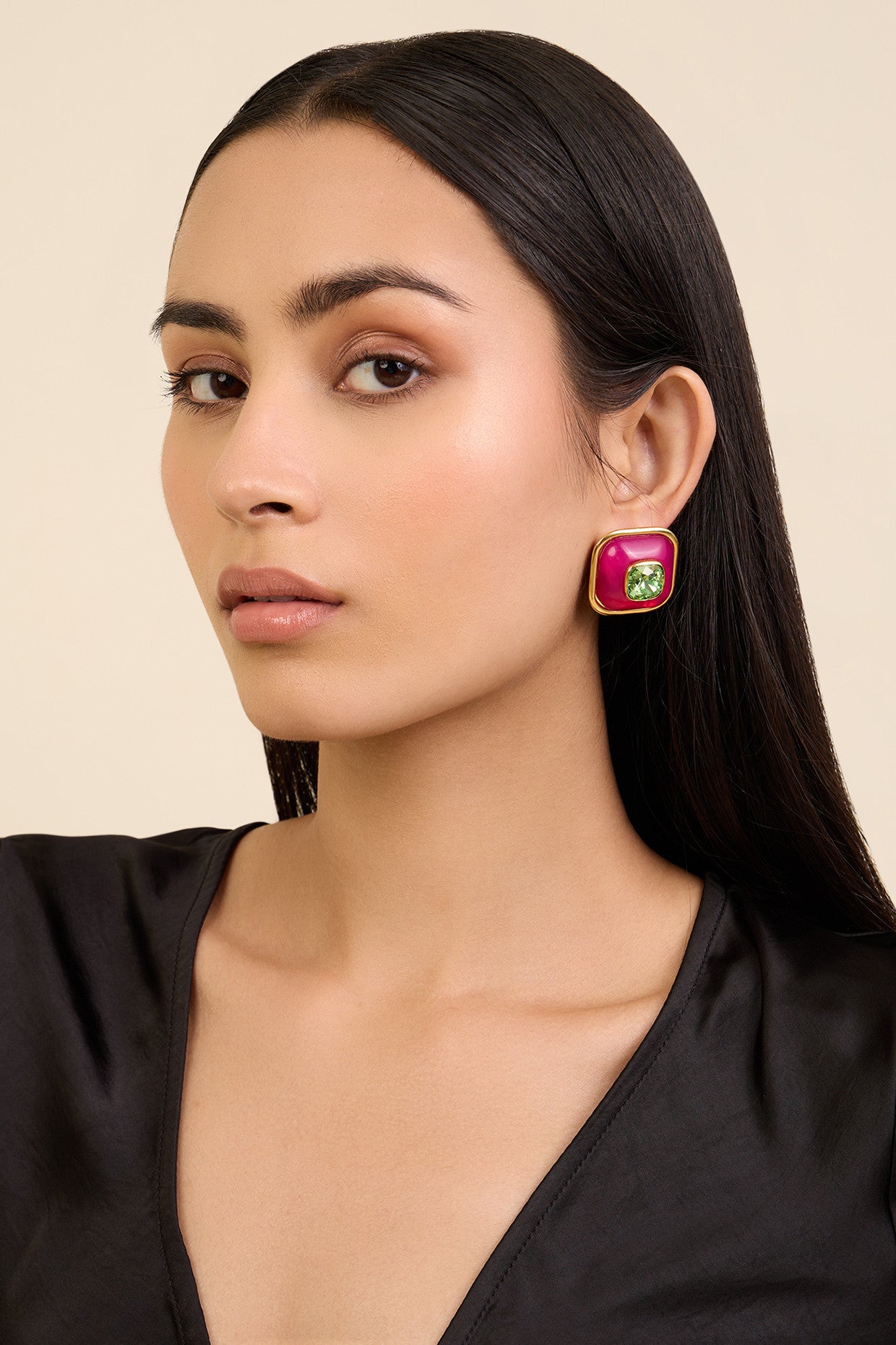 Pink & Green Classic Studs