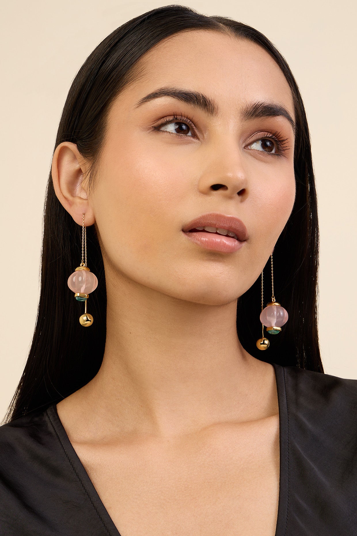 Pink Needle Thread Earrrings