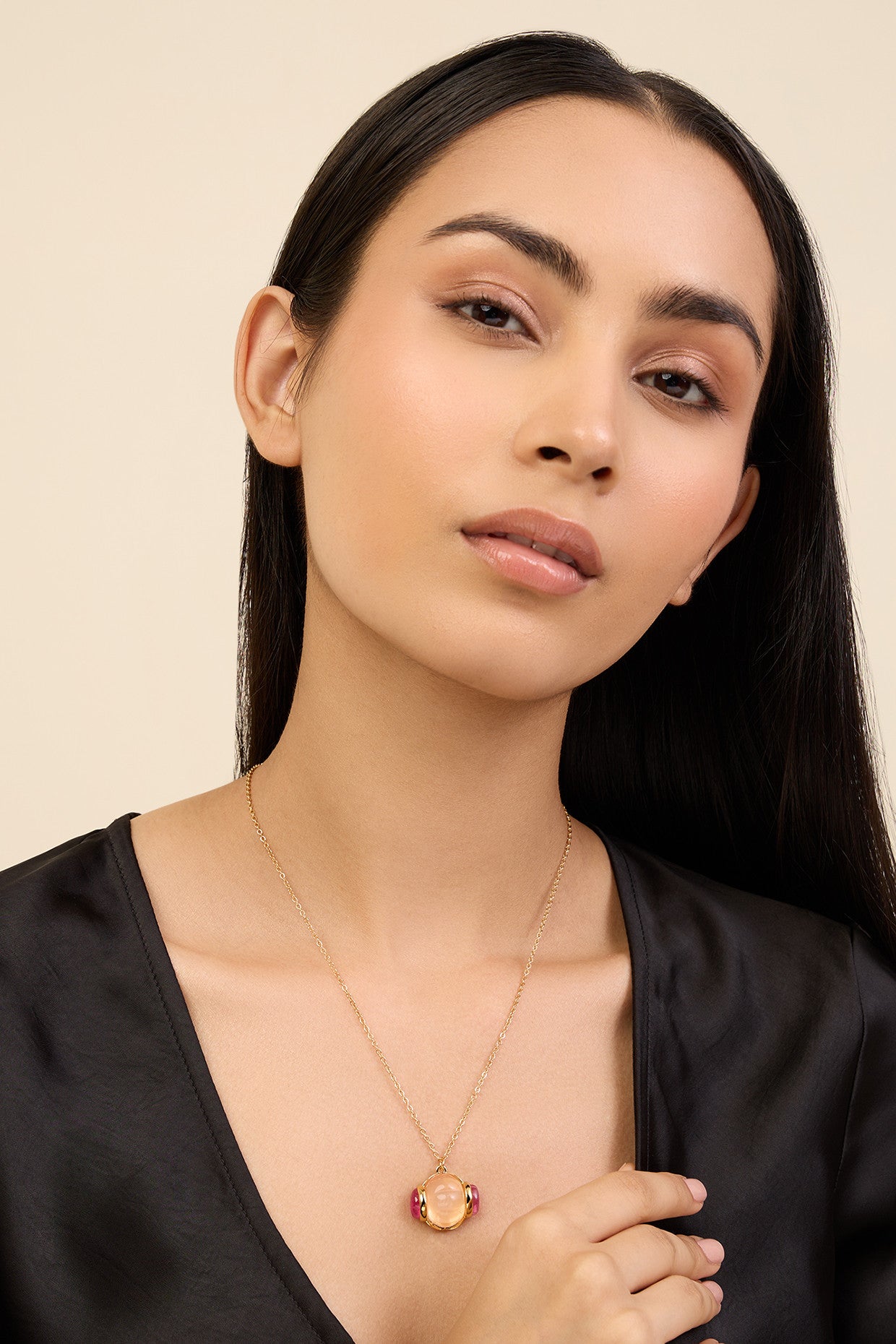 Pink Tourmaline Pendant Necklace